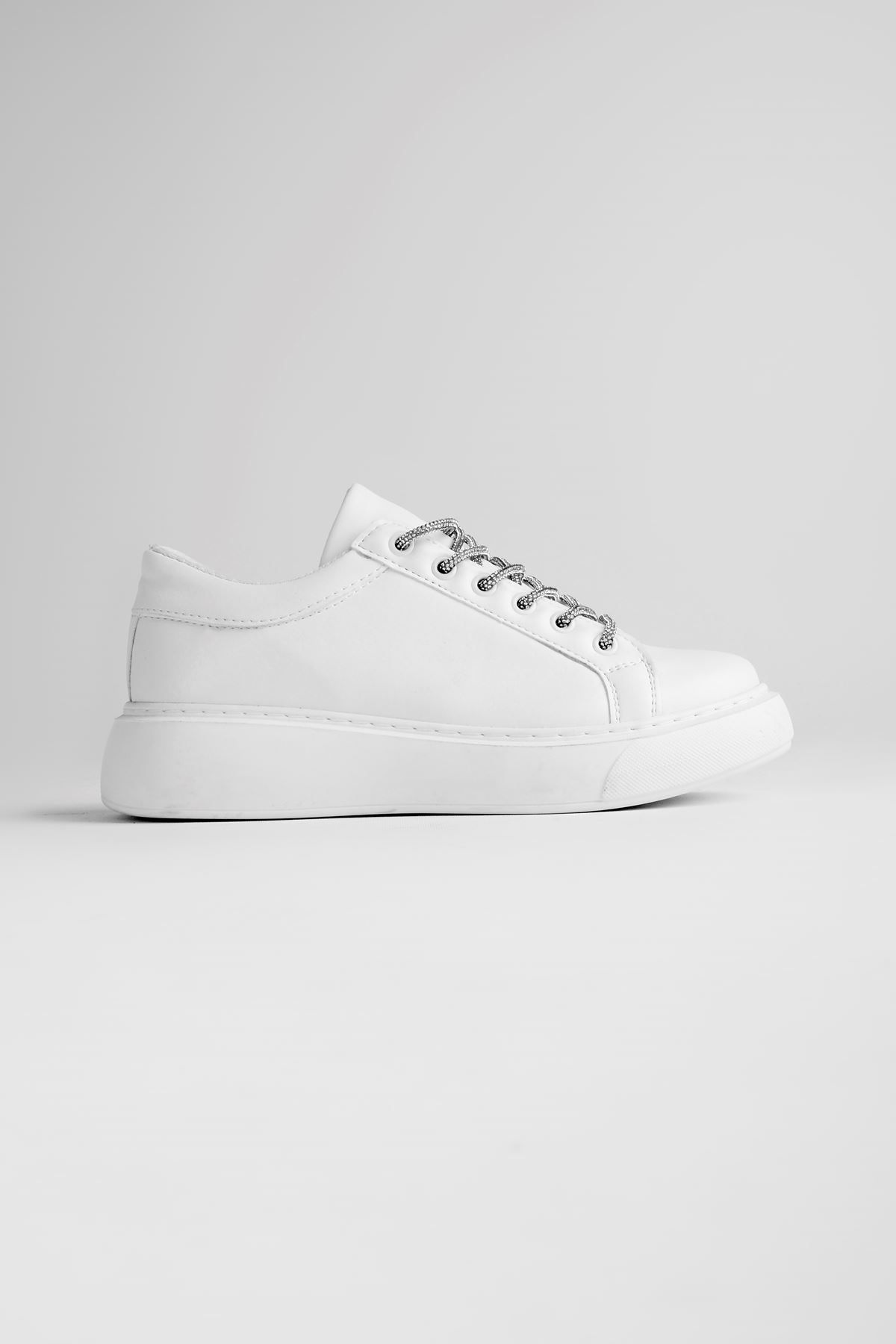 Lal Shoes & Bags-Pantofi sport pentru damă Stoned Jamper cu șireturi - alb 1
