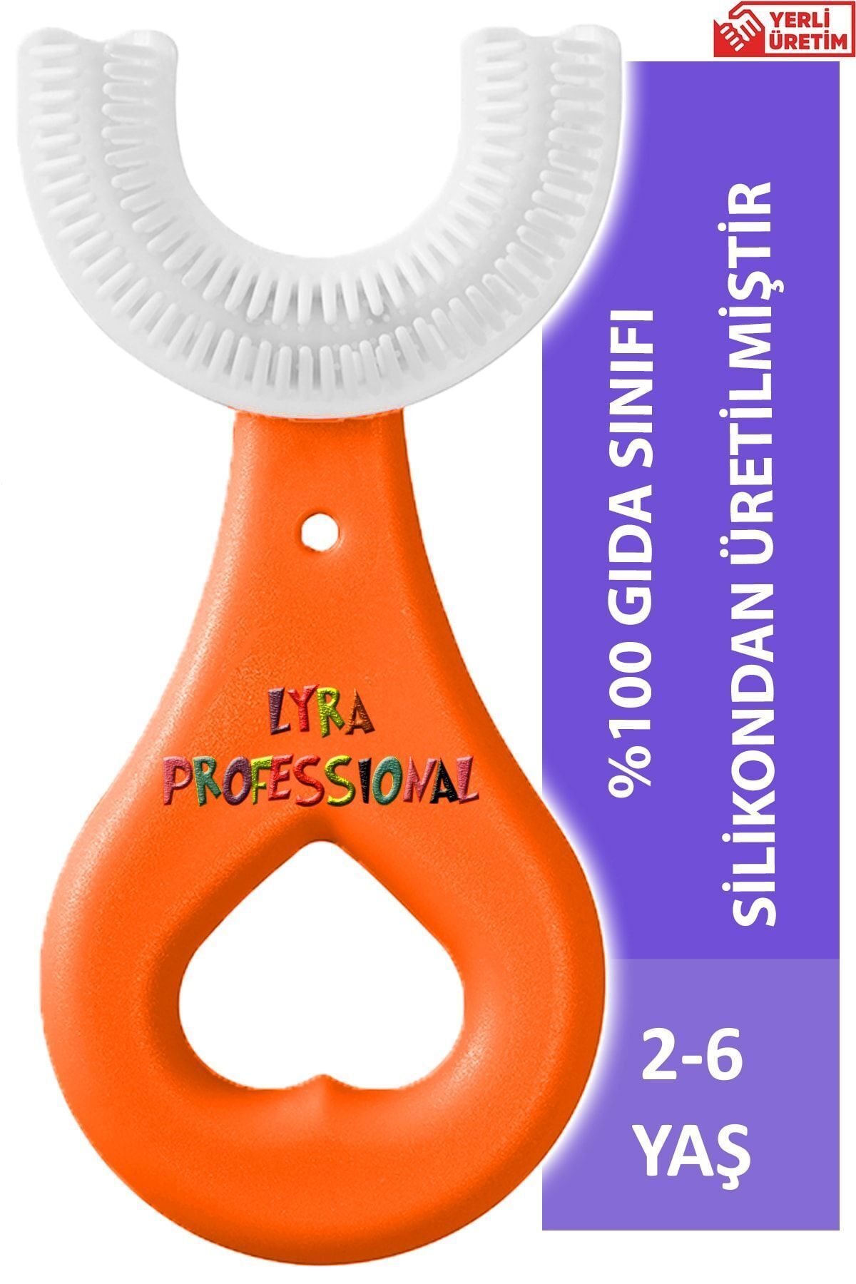 Lyra Professional U Şeklinde Pratik Çocuk Diş Fırçası 2-6 Yaş Orange fotoğrafı 2 (önizleme)