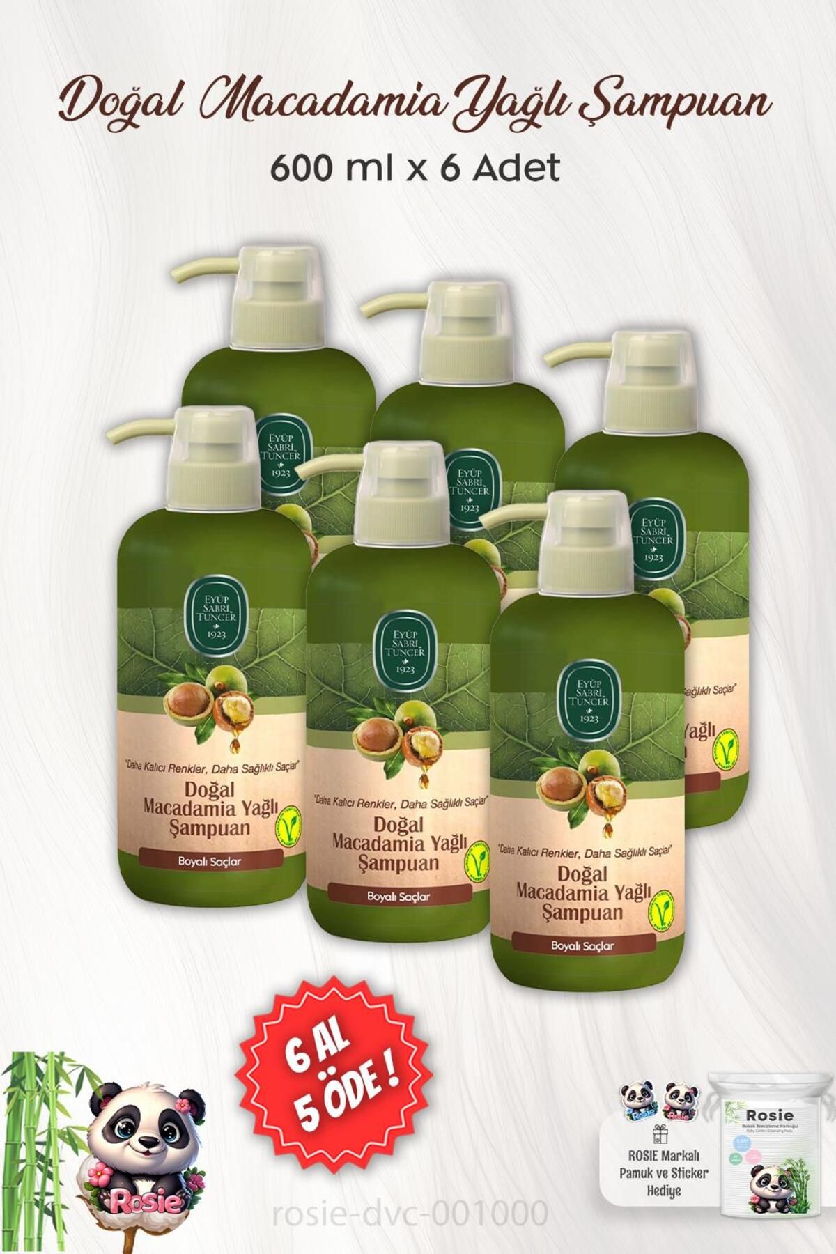 خرید 6، پرداخت 5 Eyüp Sabri Tuncer Natural Oil Macadamia شامپو 600 میلی لیتری و رزی Eyüp Sabri Tuncer