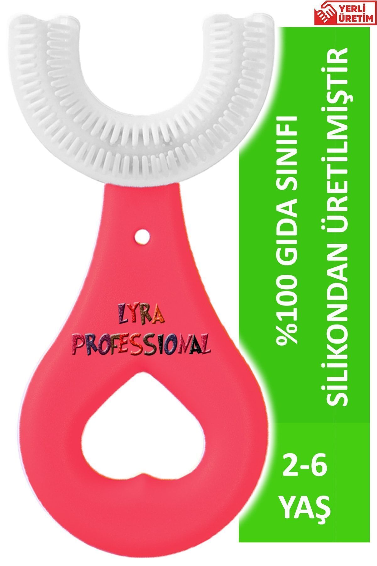 Lyra Professional U Şeklinde Pratik Çocuk Diş Fırçası 2-6 Yaş Kırmızı fotoğrafı 3 (önizleme)