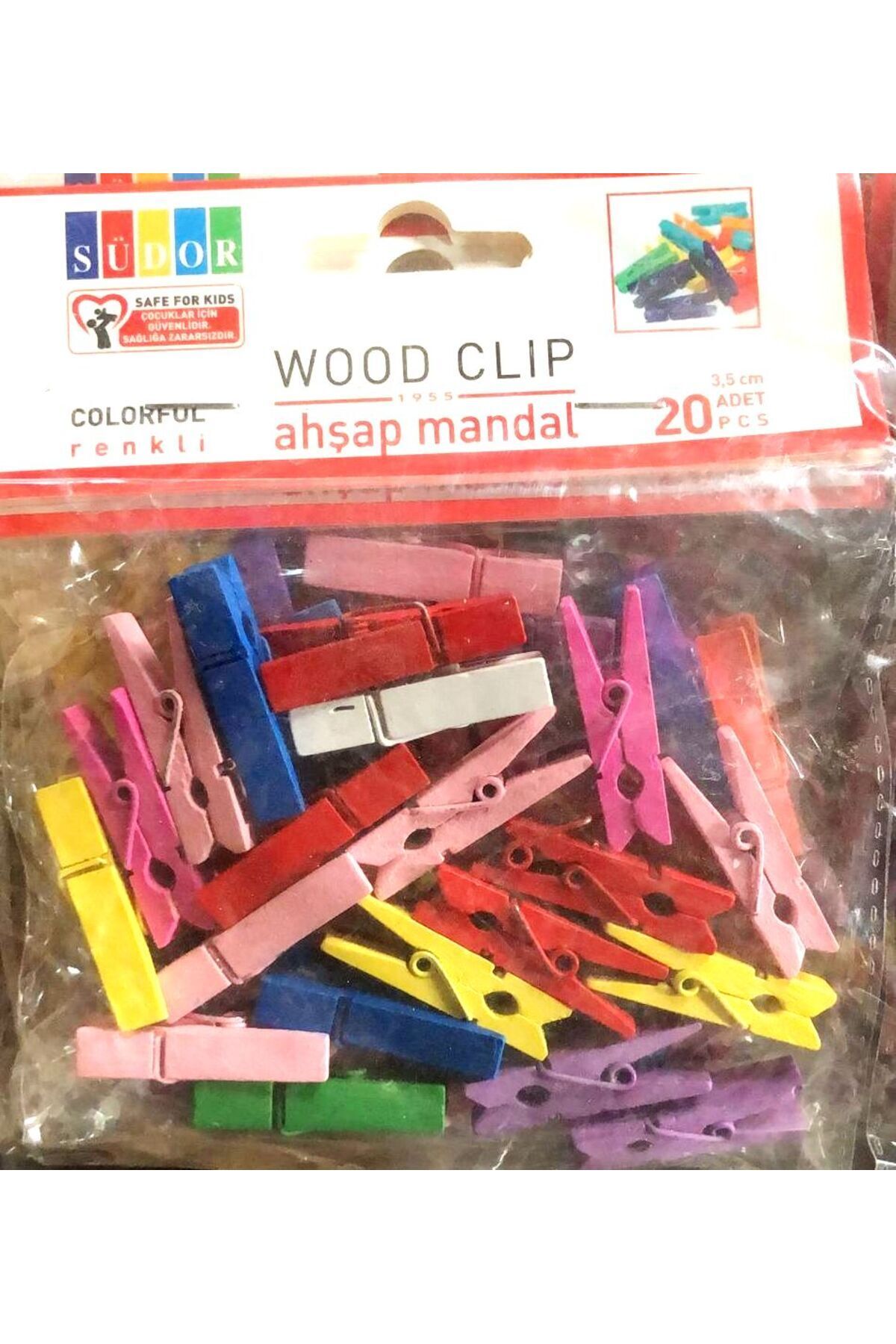 Modellino Ahşap Renkli Südor Mini Mandal 3,5cm - 20'li