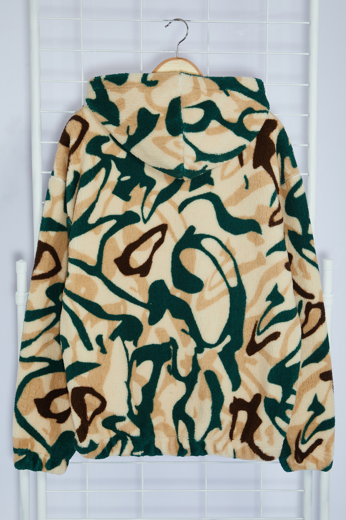 Trendyolmilla  Çok Renkli Unısex Oversize/Geniş Kesim Desenli Polar/Peluş Kapüşonlu Sweatshirt TMNAW25SW00147 - Görsel 8