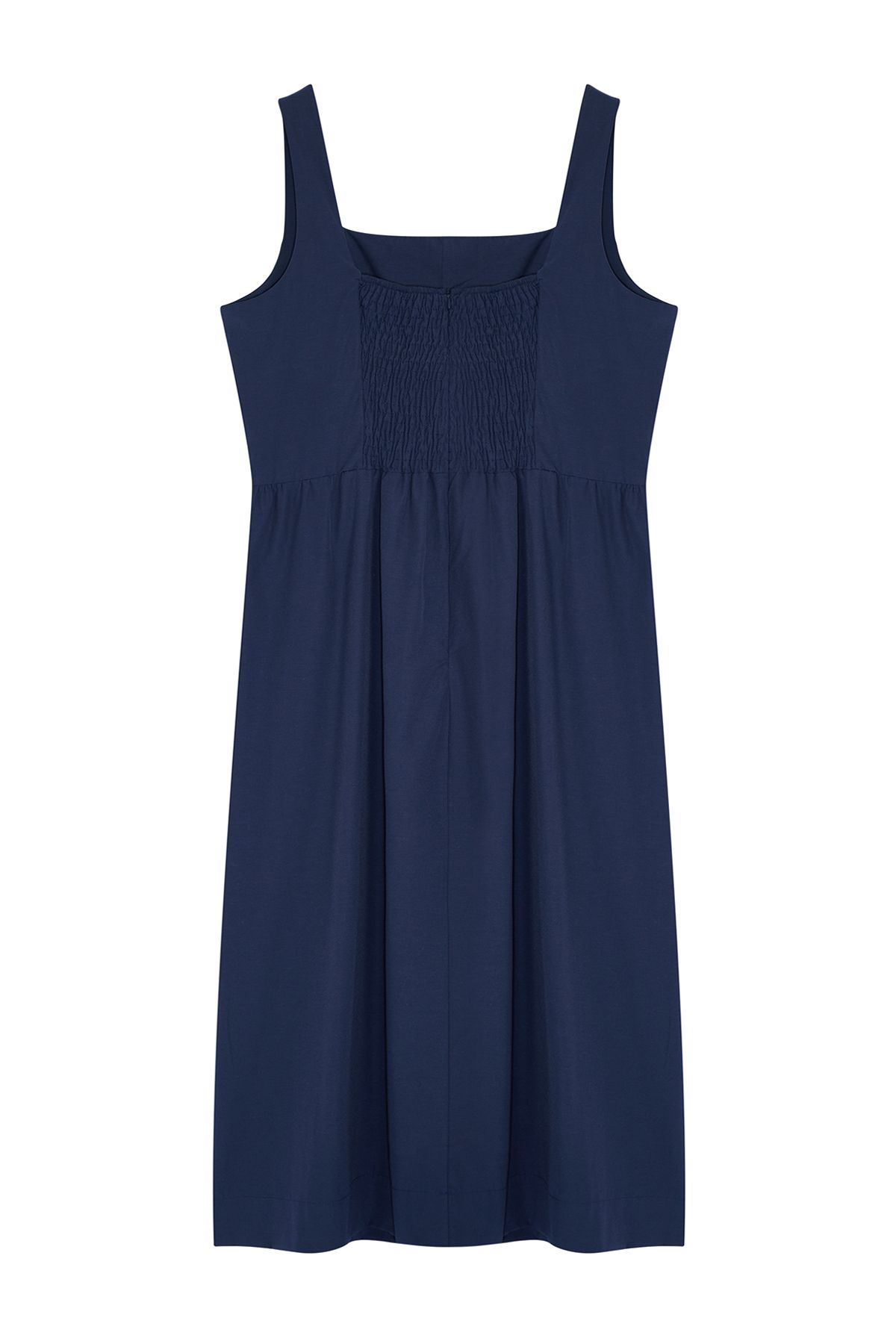 Trendyol Curve-Elastické šaty Indigo Midi – čtvercový límec a pas s gumou TBBSS24AH00208 7