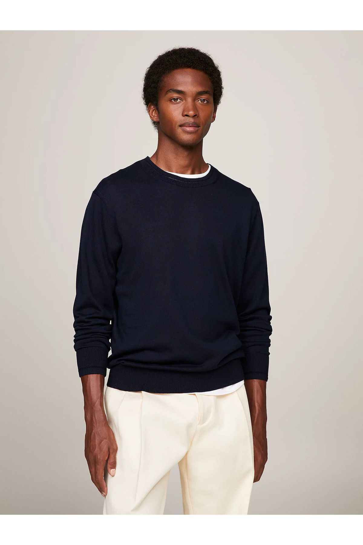 لوگوی برند مردانه با آستین بلند آبی سرمه ای MW0MW33524-DW5 Tommy Hilfiger