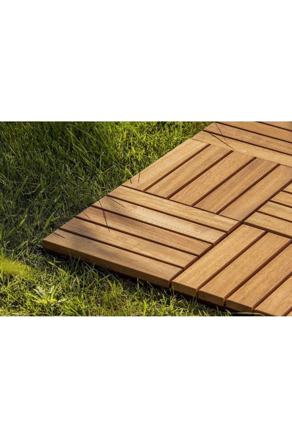 İroko Ağacı Balkon Bahçe Ahşap Yer Döşemesi Karo Deck 30x30 Cm – 10 Adet (0,9m2) 3