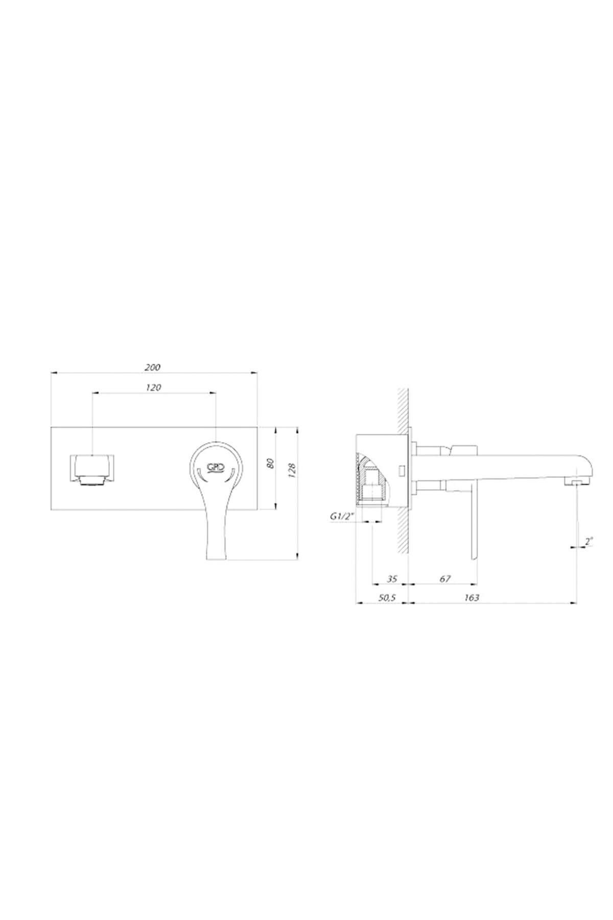 GPD-Mda65 Atros Wall Built-in Sink Faucet Fixture (tsen817) 2