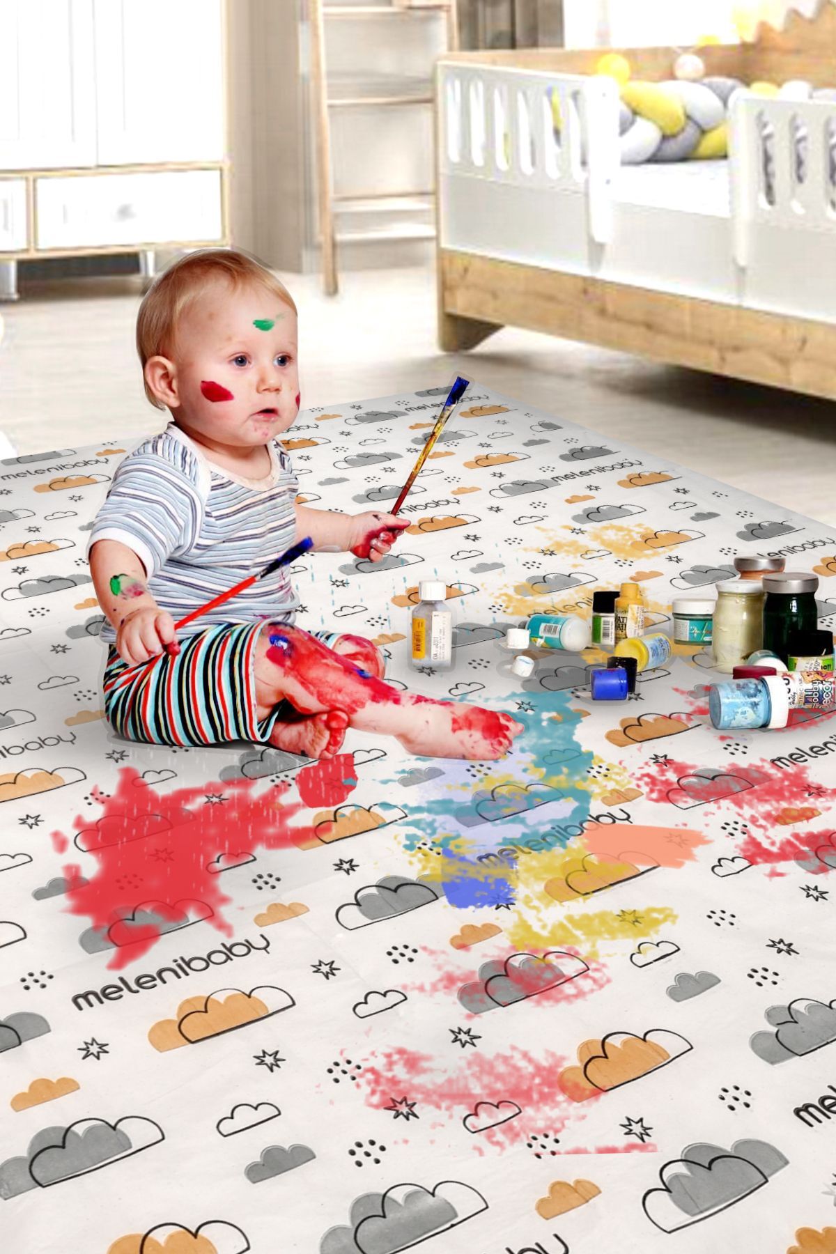 Meleni Baby 3'lü Paket 30 Adet Kullan At Aktivite Örtüsü - Mama Sandalyesi Altı Bebek Ek Gıda Örtüsü Alt Açma fotoğrafı 4 (önizleme)