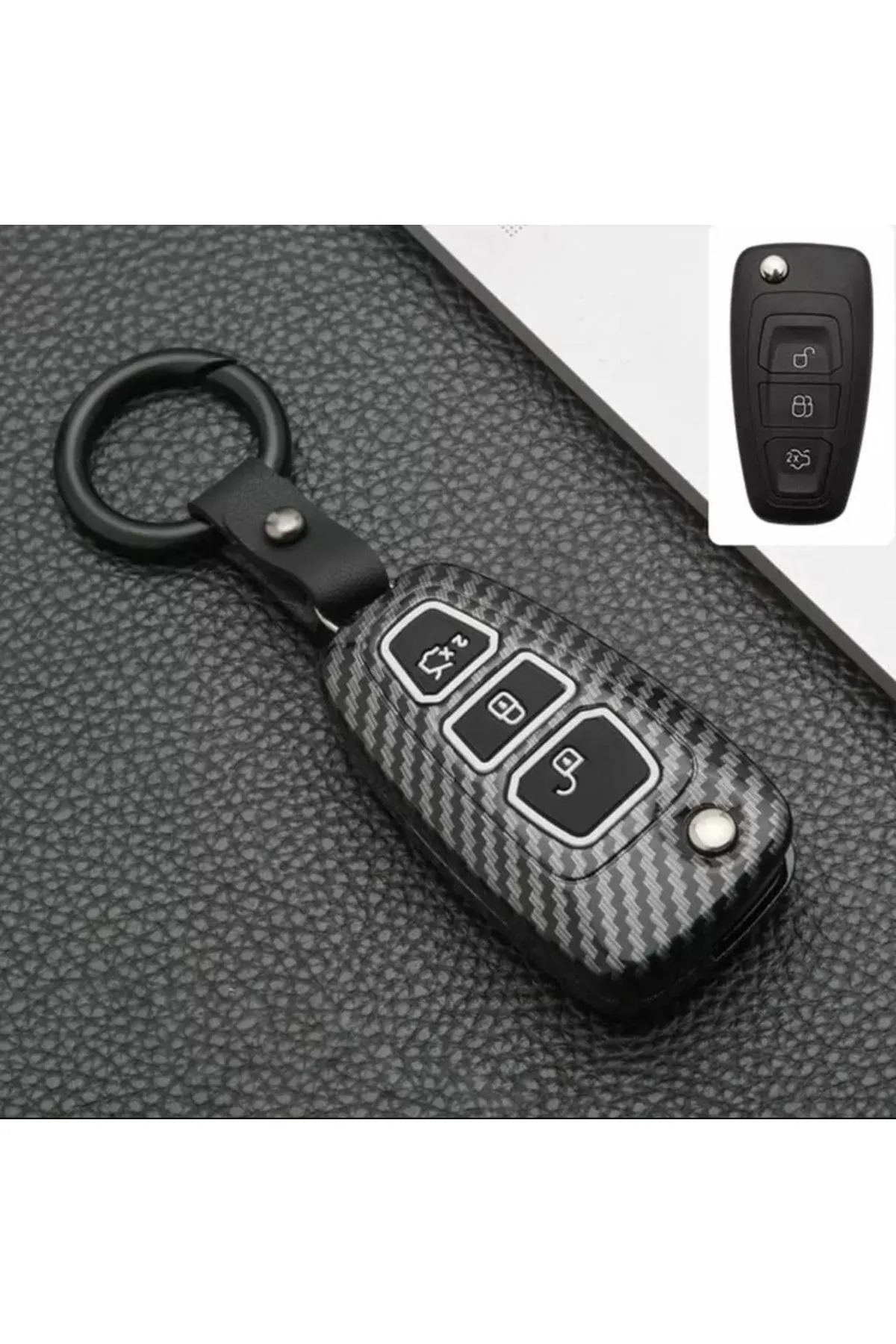 bigkey FORD FOCUS 3 3,5  Sustalı Karbon Malzeme Siyah Anahtar Kılıfı