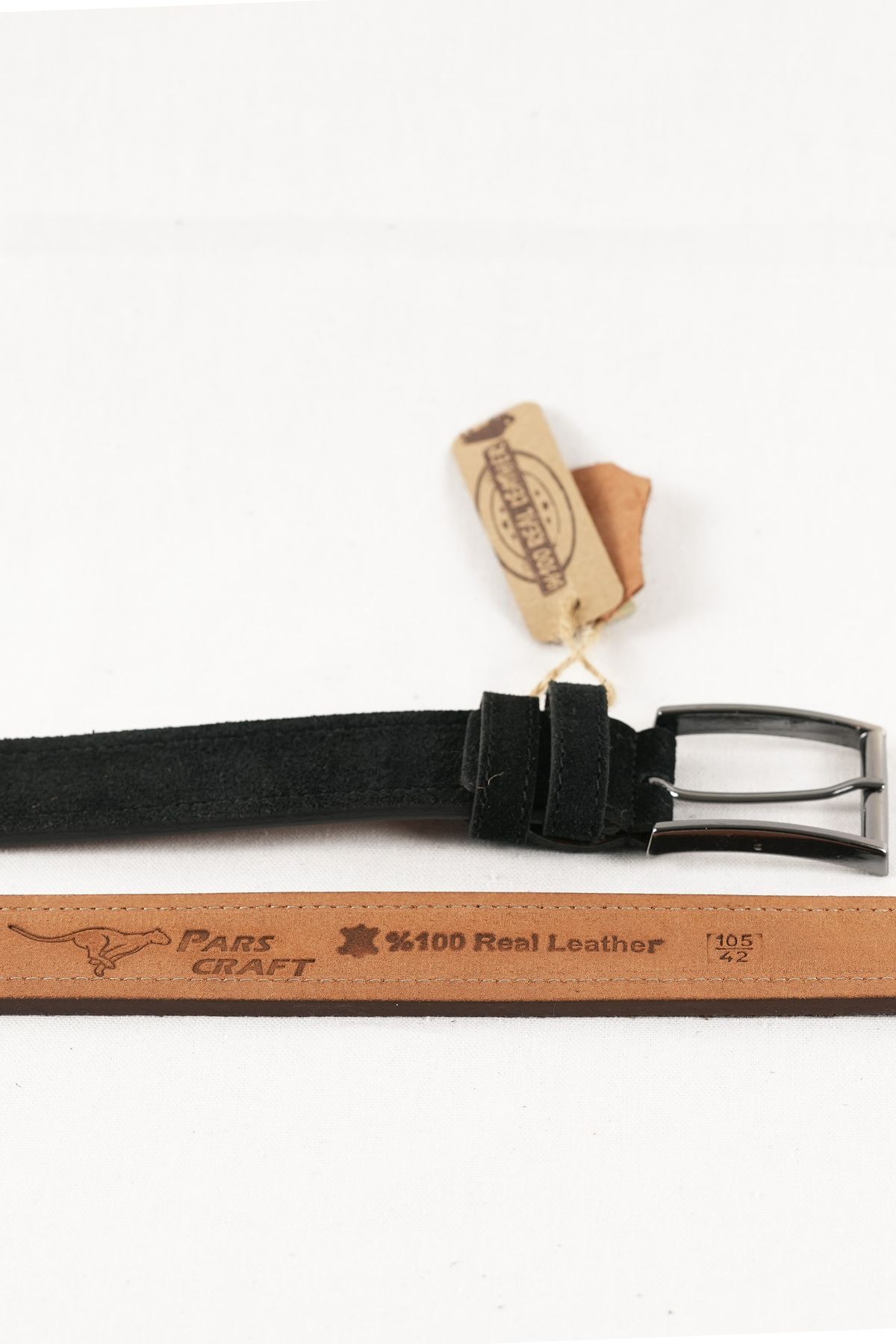 کمربند مردانه مشکی Parscraft | 1O4SÜETSTL اورجینال - تصویر 4