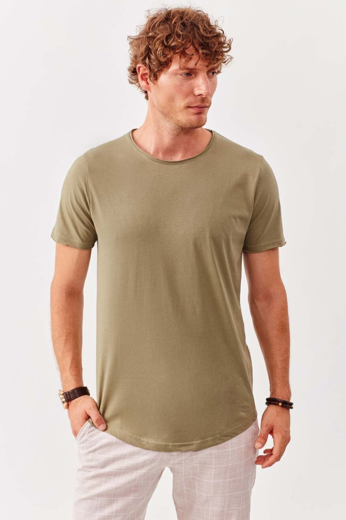Haki Bisiklet Yaka T-Shirt | ME19S214176