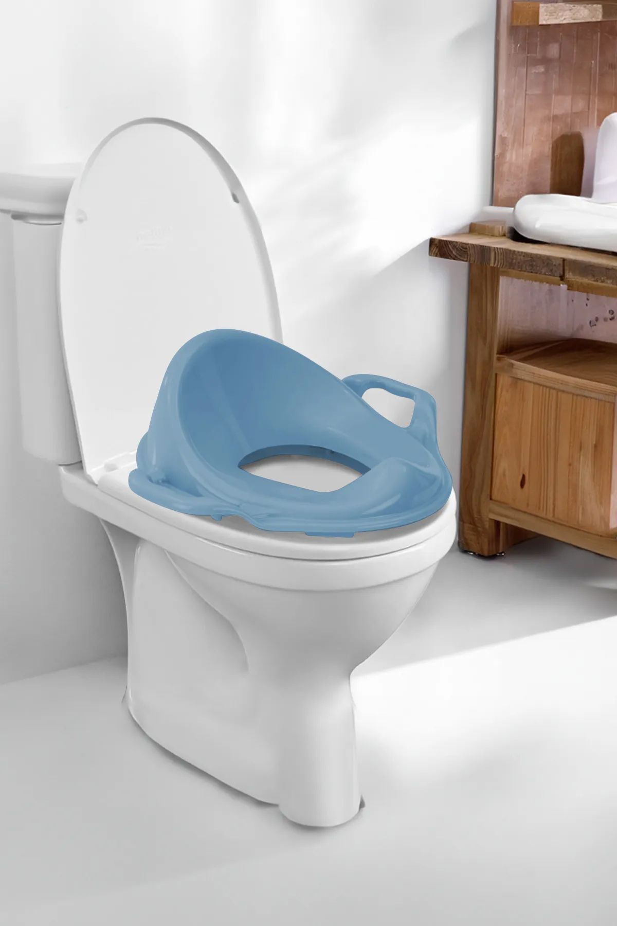Meleni Baby Çocuklar Için Tuvalet Eğitim Seti- Kaydırmaz Katlı Basamak Ve Kulplu Klozet Adaptörü Mavi fotoğrafı 7 (önizleme)