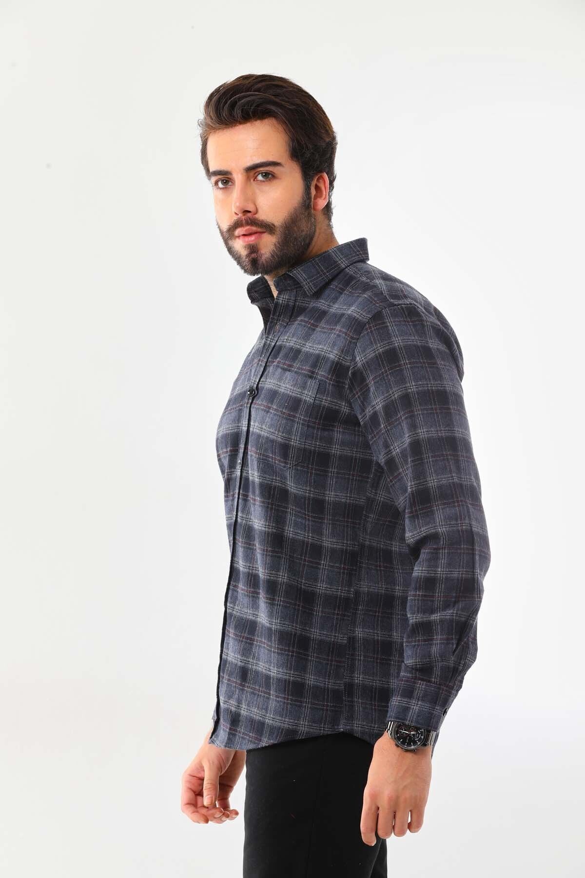 پیراهن مردانه آبی سرمه ای marisso | 8069820242019SC اورجینال - تصویر 3