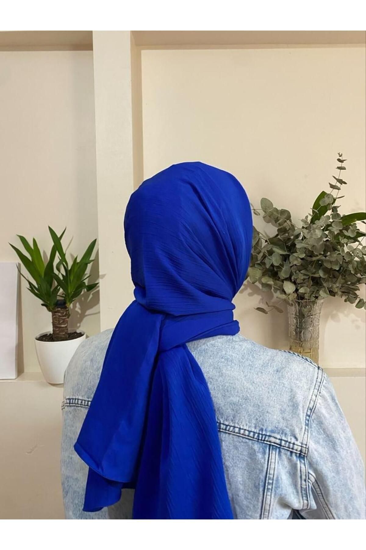شال آبی زنانه ابریشم اورجینال Mooncorn