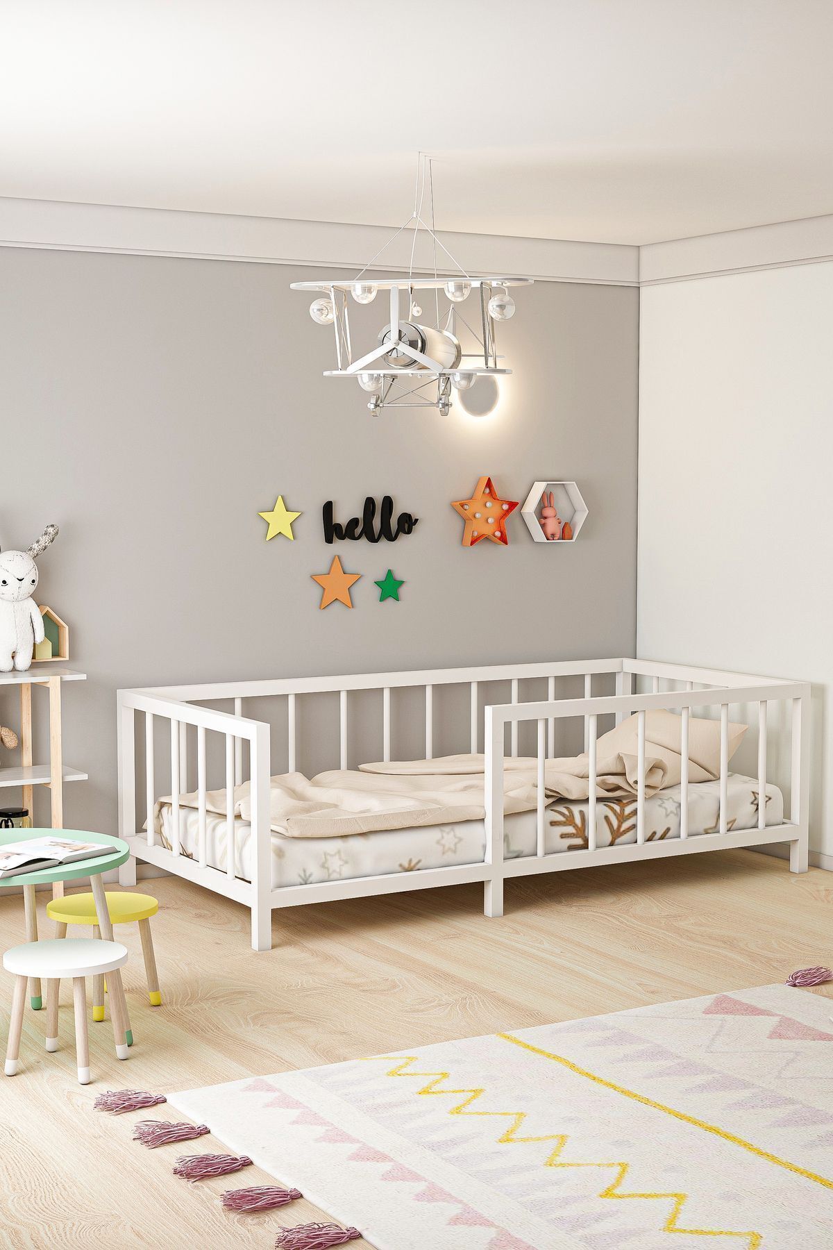 Givayo Mobilya IŞIL AHŞAP BEBEK ÇOCUK MONTESSORİ YATAK