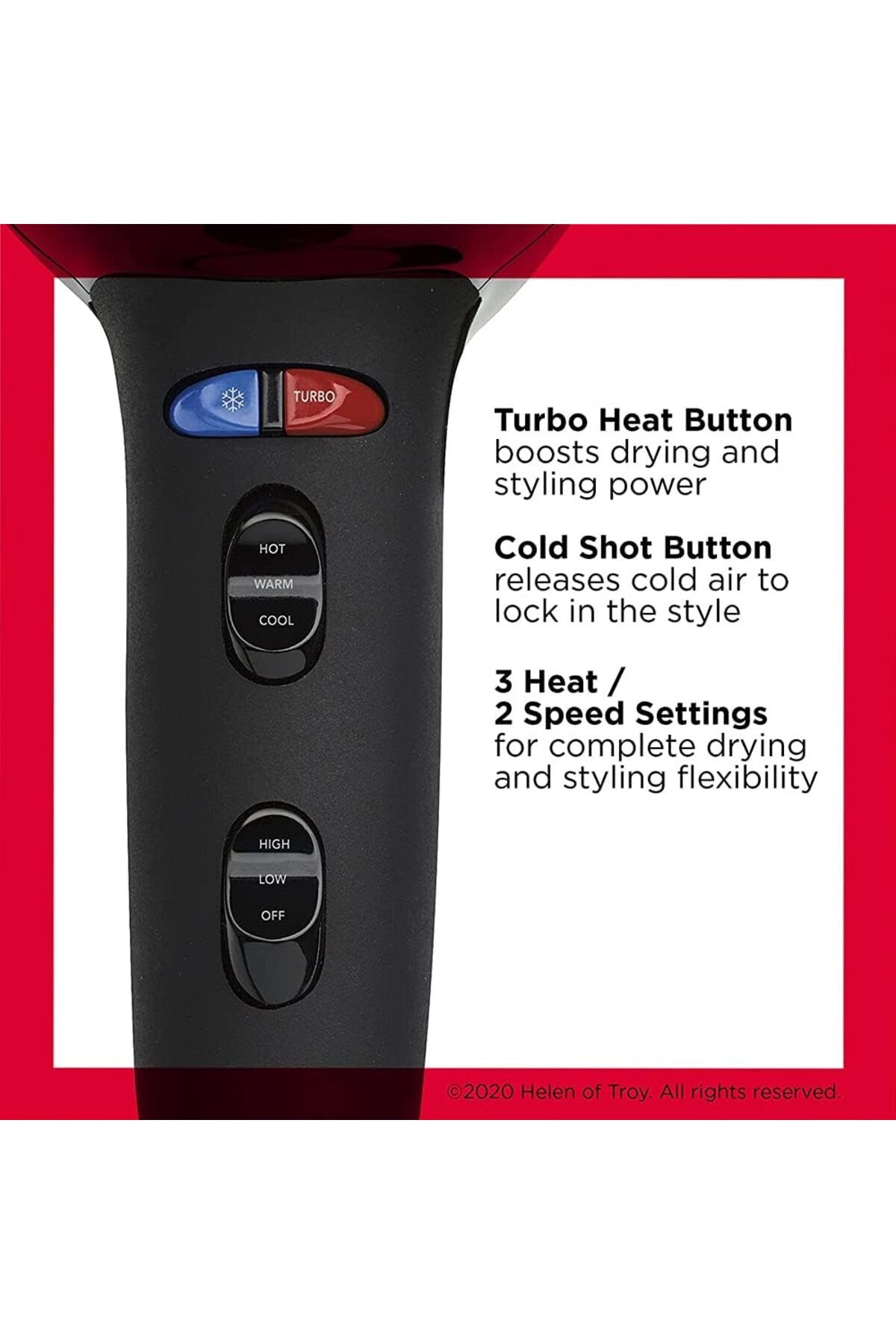 Revlon-Salon Performance Hair Dryer, 2000 Watts, 2 speed and 3 heat setting - RVDR5221 2