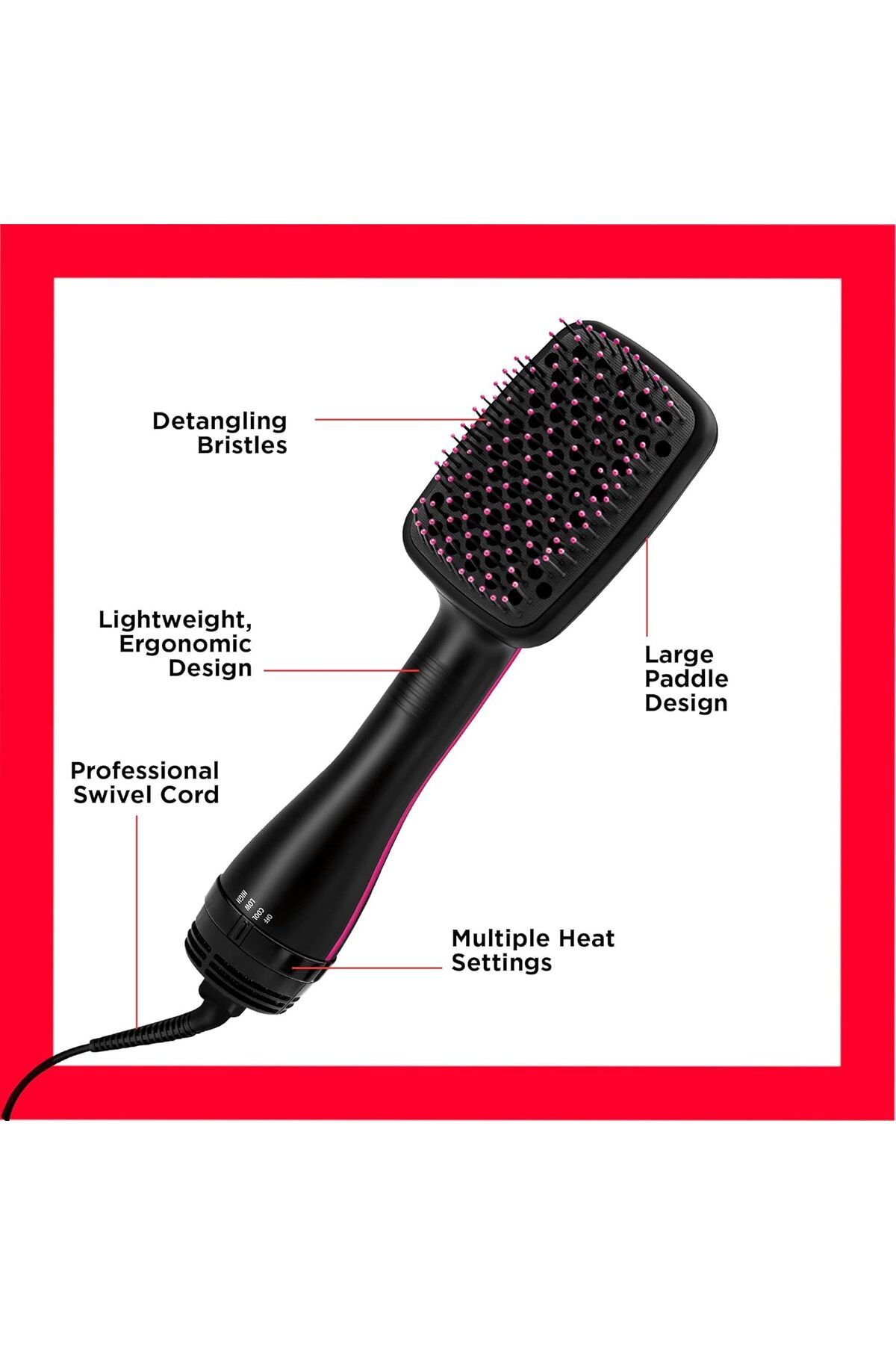 Revlon-Perfect Heat One Step Dryer & Styler, 1100W, 2 Heat settings, Large paddle design - RVDR5212 5