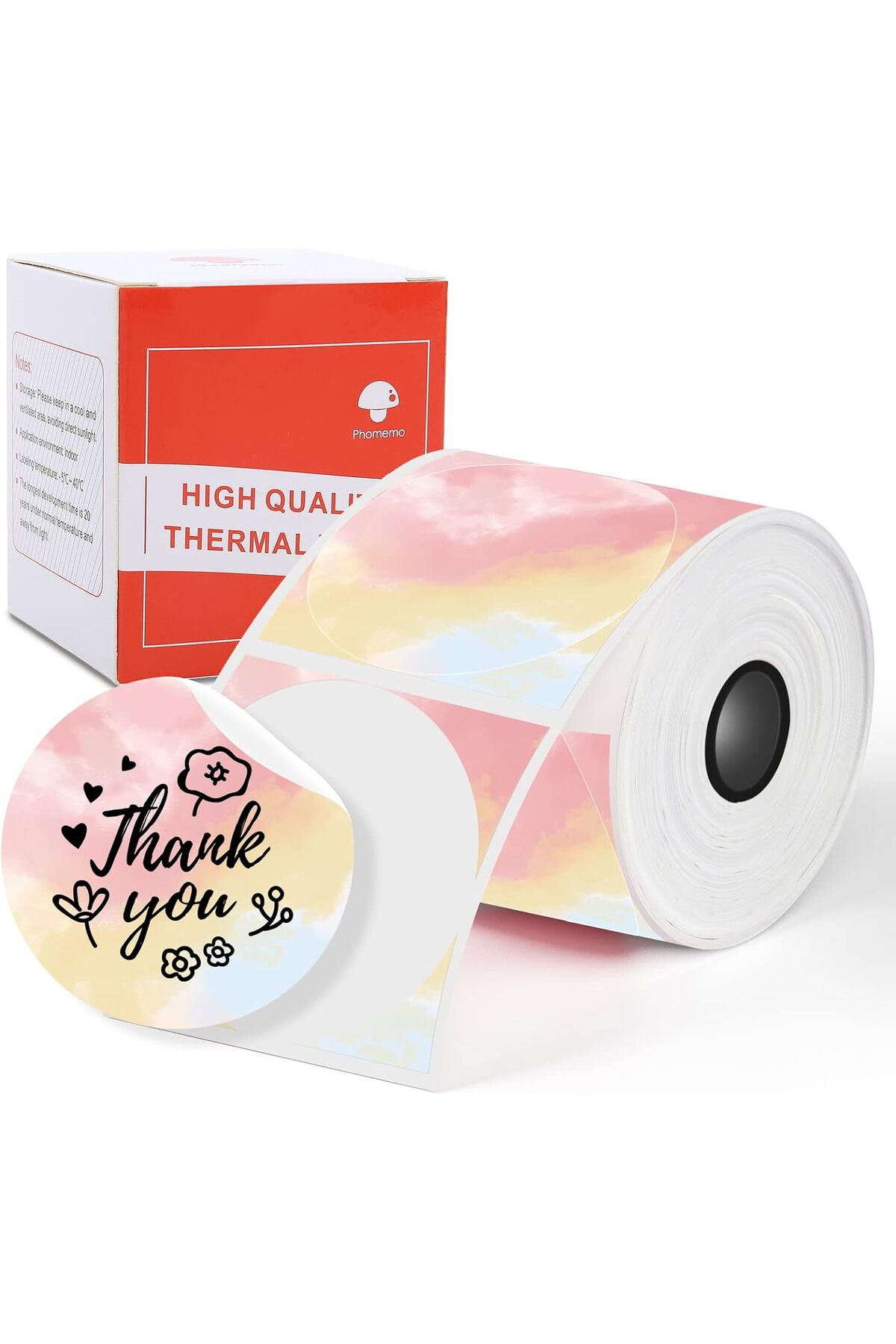 Phomemo 50X50mm/140adet Yuvarlak Pembe Desenli - M110, M108, M220, M221 İçin Etiket XY5050-140CH