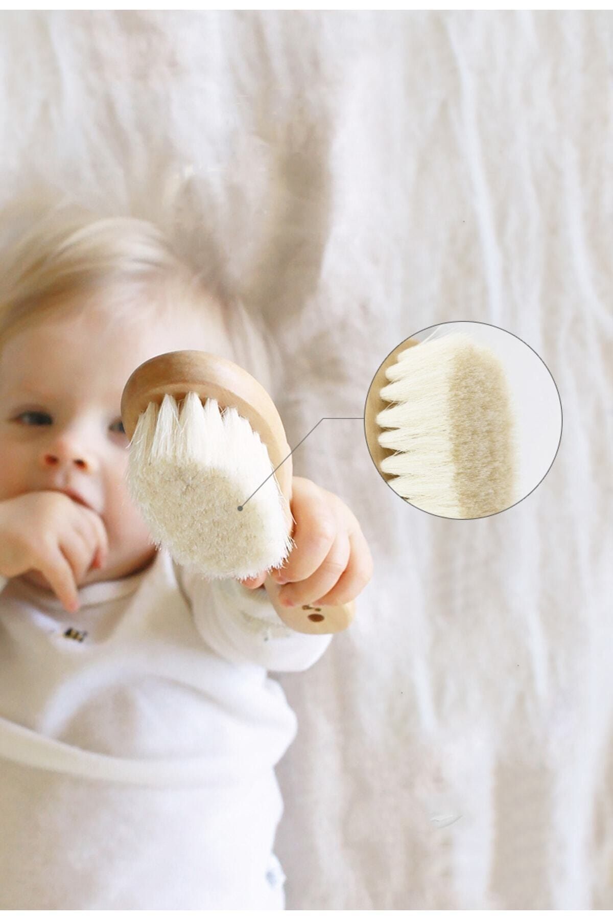 Genel Markalar %100 Doğal Keçi Kılı Bebek Saç Fırçası Keçi Kılı Bebek Tarağı Çocuk Saç Fırçası