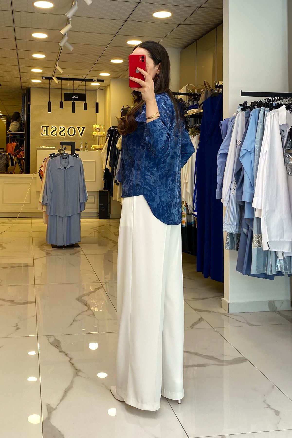 کت آبی زنانه لباس ژاکت دقیق جیب زیپ در مد روز اورجینال Vosse