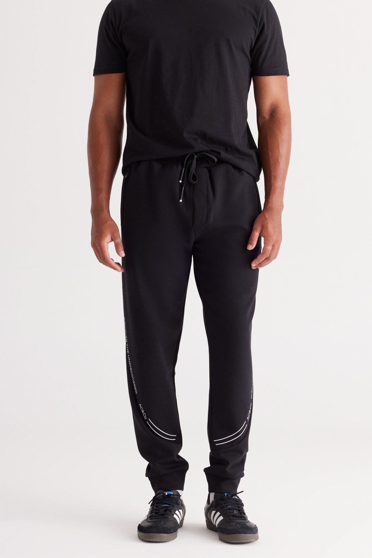 AC&Co / Altınyıldız Classics Мужские черные спортивные штаны стандартного кроя с принтом ET5124100002