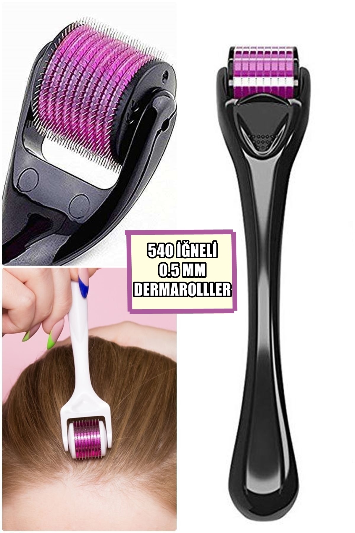 MUHEN Saç Sakal Bakımı 540 İğneli 0.5mm İğne Derma Roller Titanyum Uçlu Cilt Yenileme Saç Çıkarma