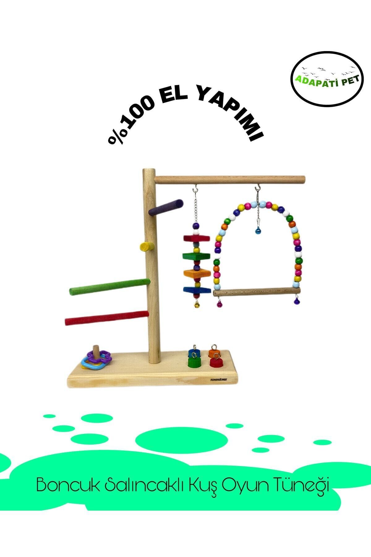 ADAPATİ PET Ahşap El Yapımı Kuş Eğlence Parkuru