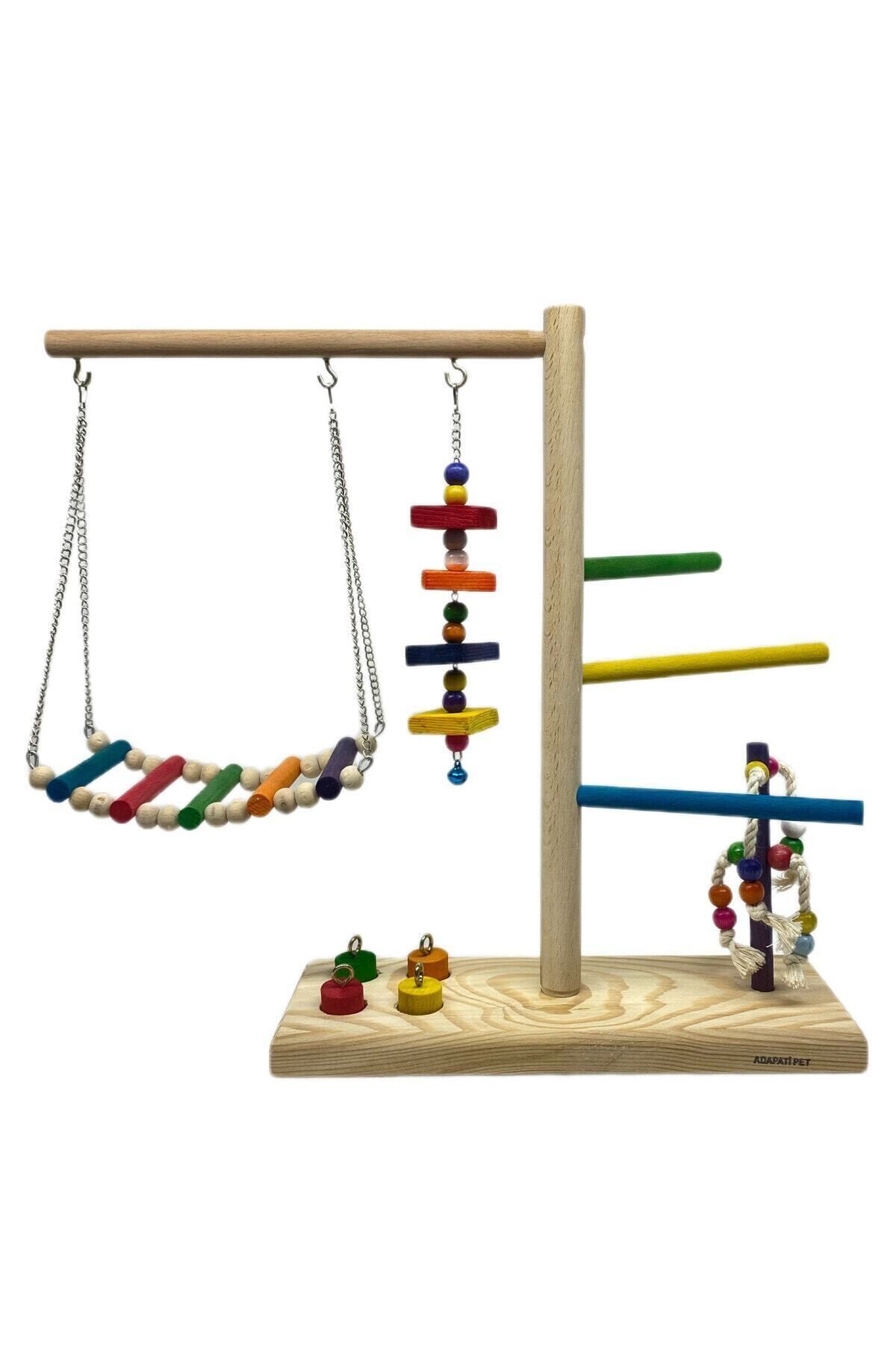 ADAPATİ PET-Bird Play Platform with Wooden Handmade Intelligence Toy 3