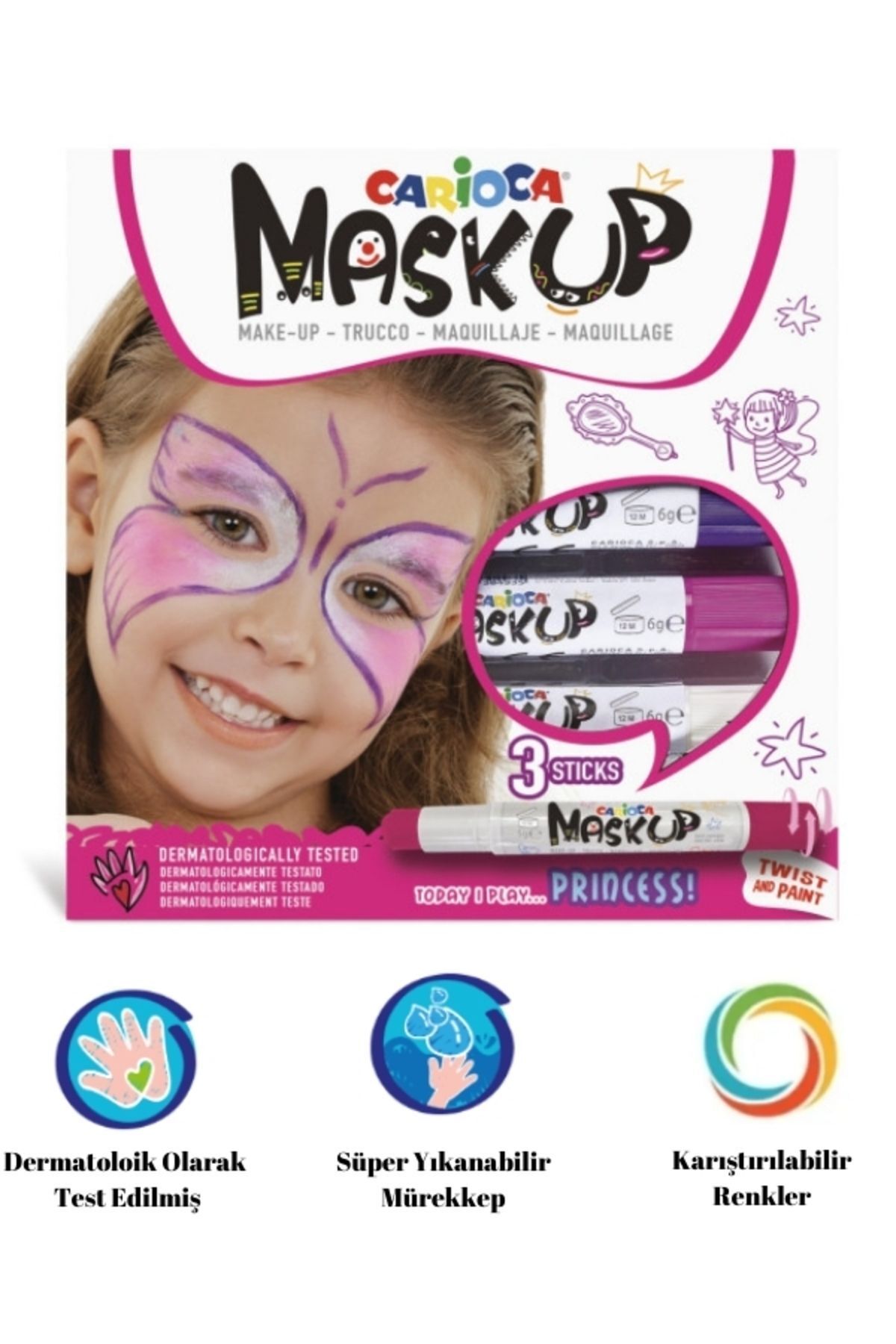 وسایل رنگ آمیزی سبز Maskup Face Paint 3 Carioca