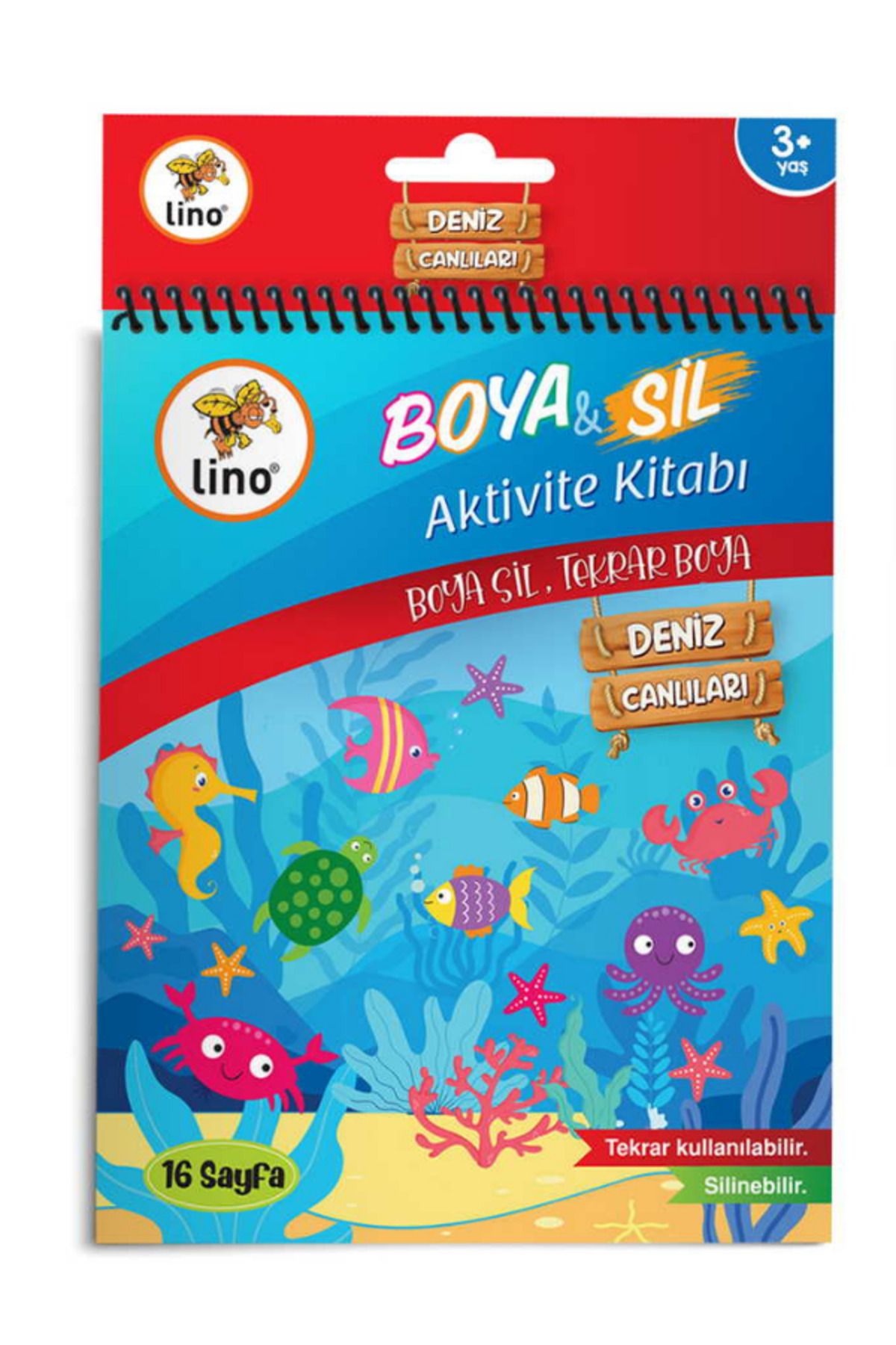 کتاب های فعالیت و آموزشی Lino Paint Delete Activity Book Tools+Creatures Marine Joy 12 هدیه قلم دوباره حذف رنگ Carioca