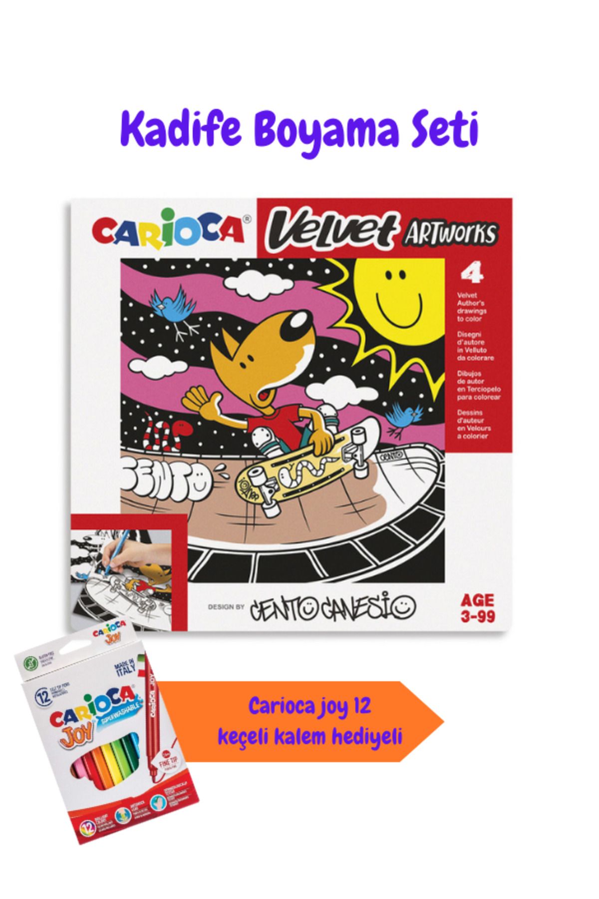 کتاب های فعالیت و آموزشی Velvet Coloring مجموعه Cento ورزشی + Joy 12 Pen Felt Carioca