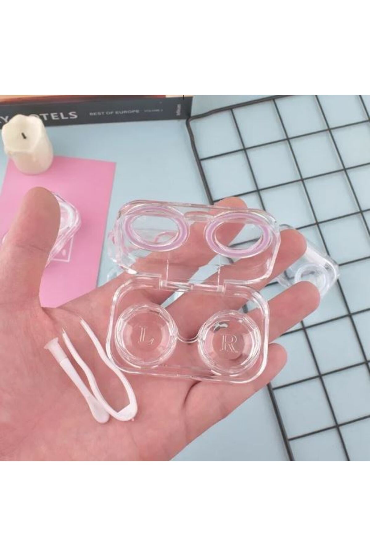 ESRADA-Yellow Color Transparent Contact Lens Case 2