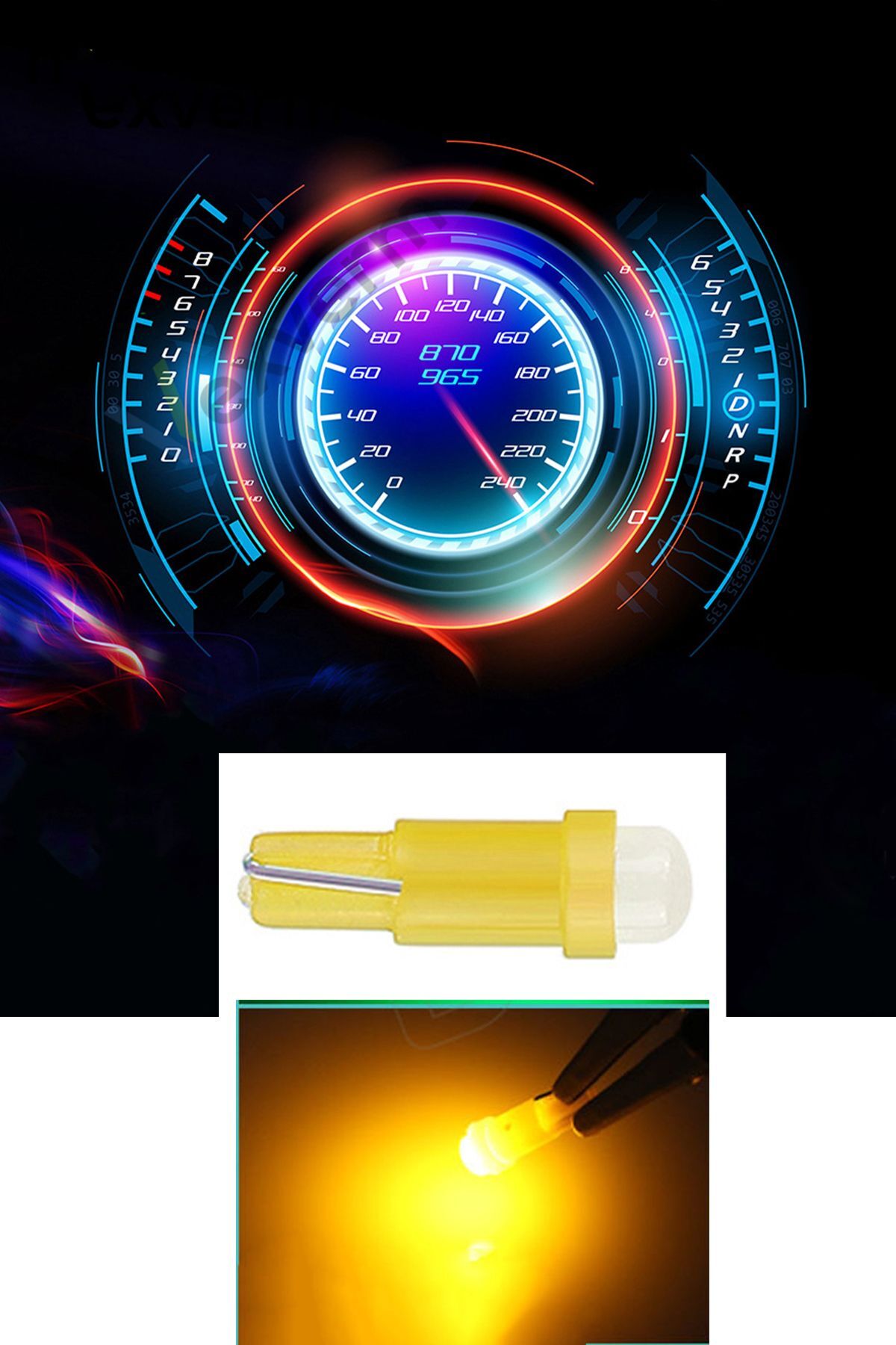 MeyZone 10 Adet 12v T5 Led Ampul Oto Kilometre Gösterge Kadran Ambians Aydınlatma Ledi Turuncu