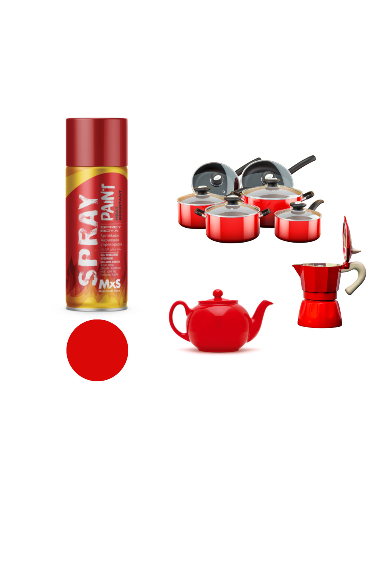 MxS PREMİUM ISIYA DAYANIKLI SPREY BOYA 400 ML (EGZOZ-FIRIN-ÇAYDANLIK-JANT-MOTOR VB.)