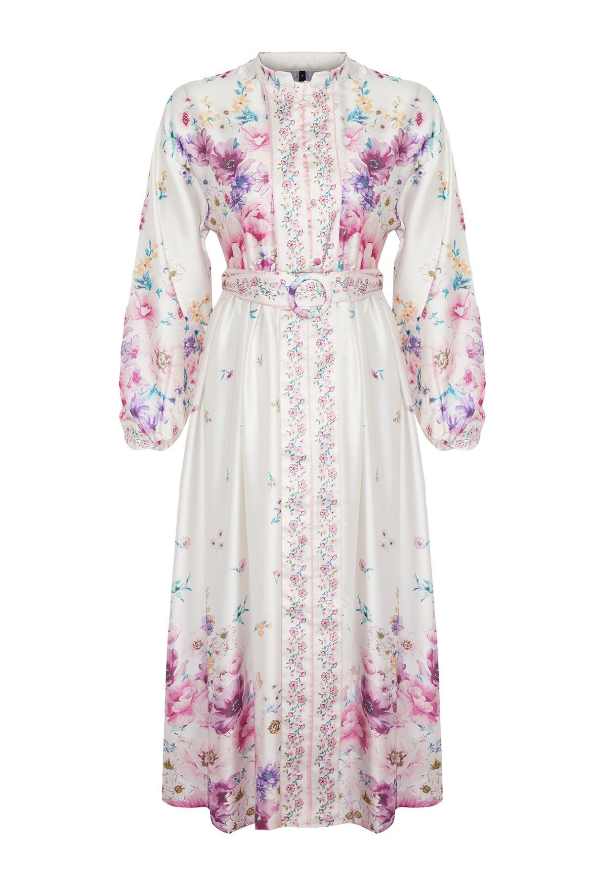Trendyol Modest-فستان بحزام إكرو منقوش بالزهور - TCTSS24EB00247 6