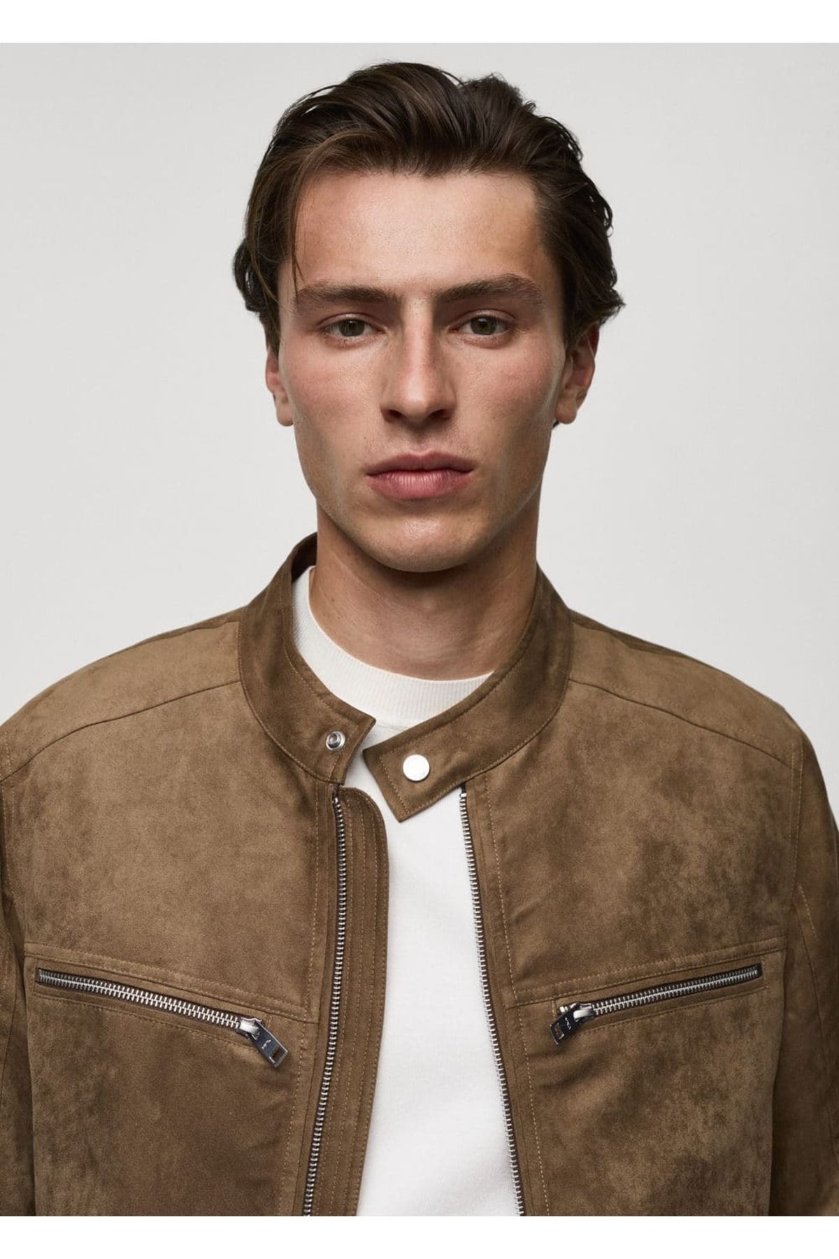MANGO Man-Zippered Suede Look Coat 8