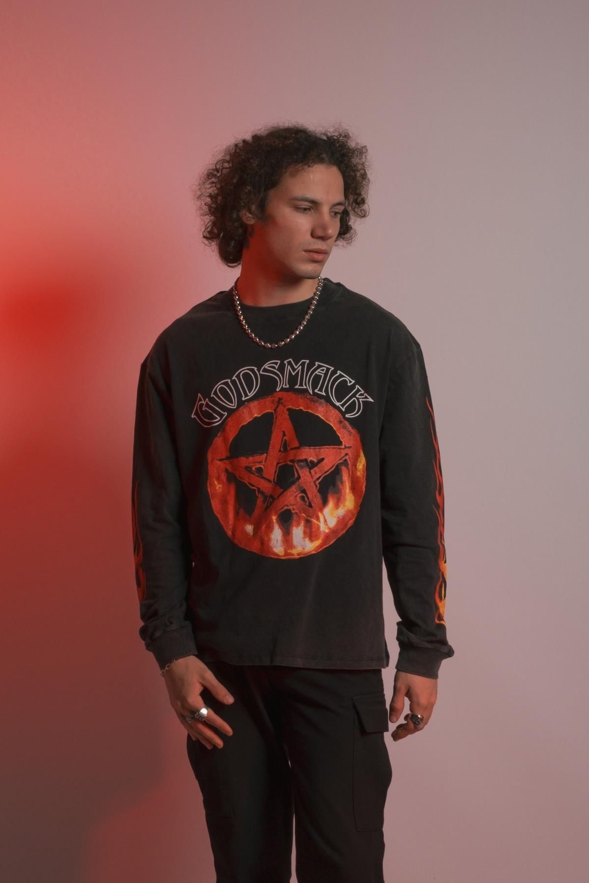 Overdrive-Godsmack "Pentagram Sun" Patterned Long Sleeve T-Shirt 3