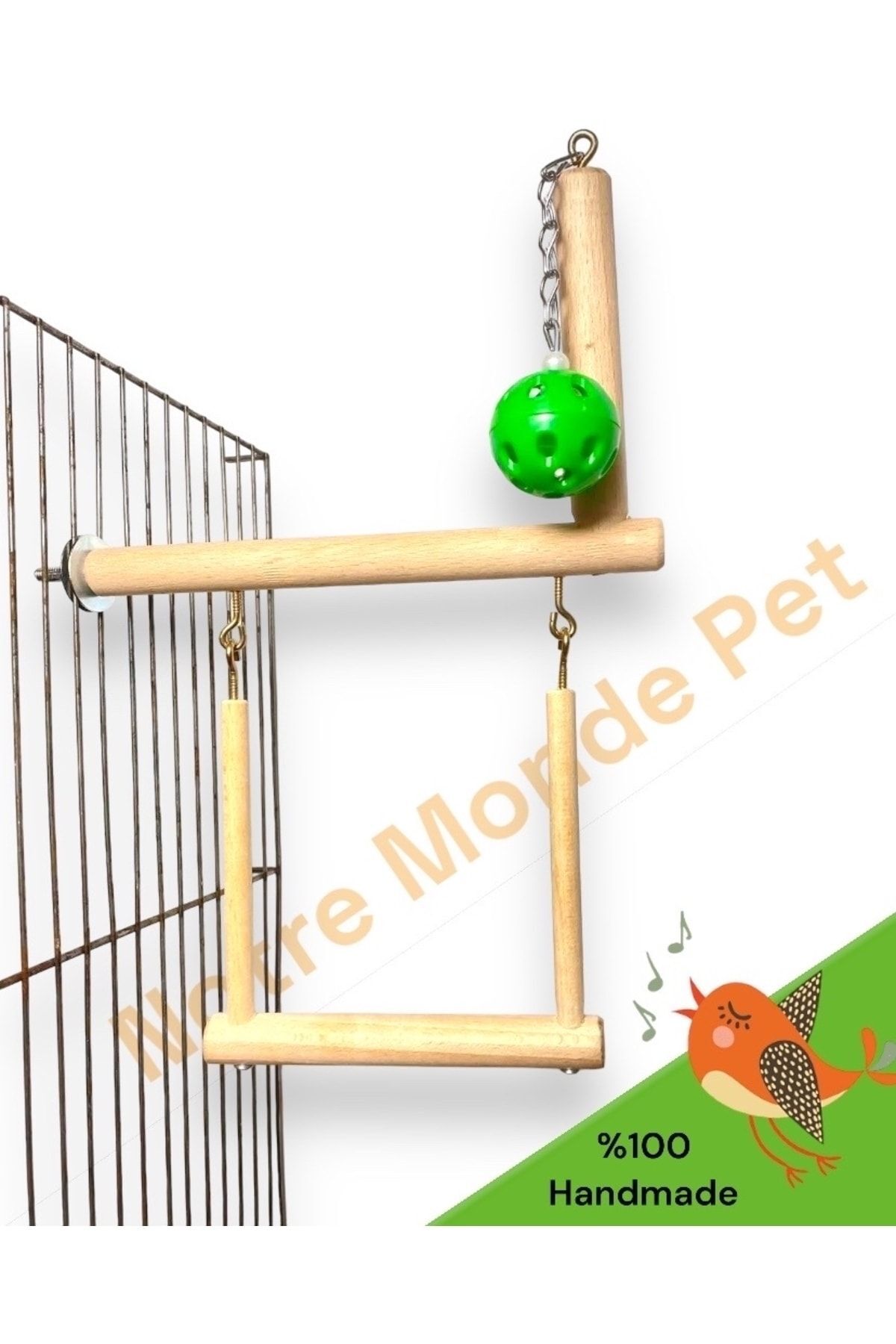 NOTREMONDEPET Notremonepet Salıncaklı Tünekli Tek Toplu Kuş Stres Oyuncağı