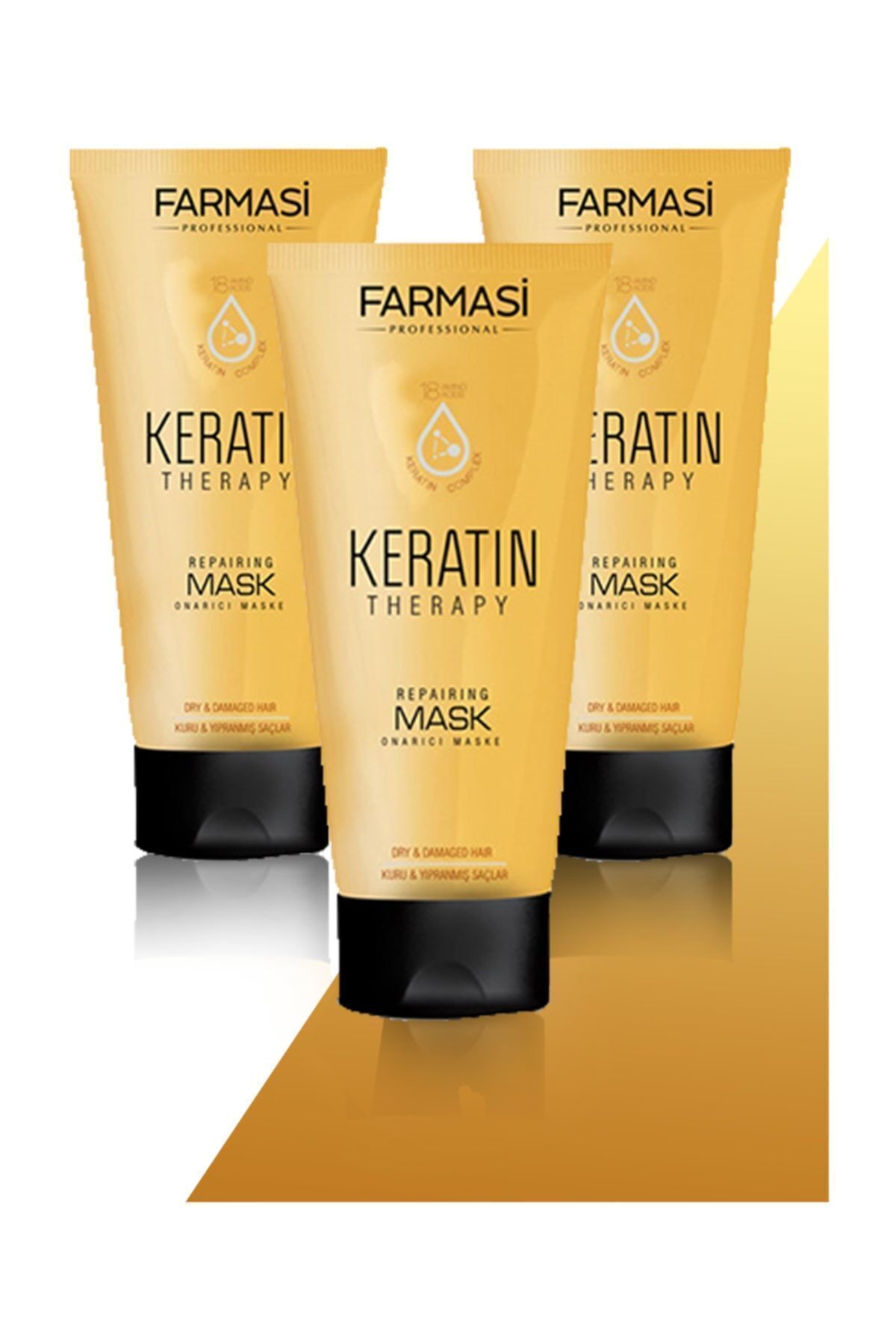 ماسک مو ترمیم کننده حرفه ای کراتین تراپی 200 میلی لیتری 3 عدد Farmasi