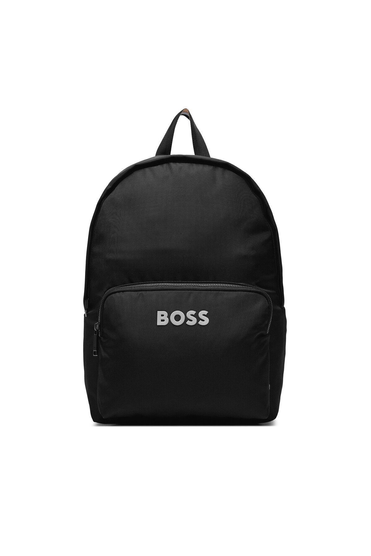 کوله پشتی مردانه آرم بند زیپ به تفصیل سیاه 50511918 001 BOSS
