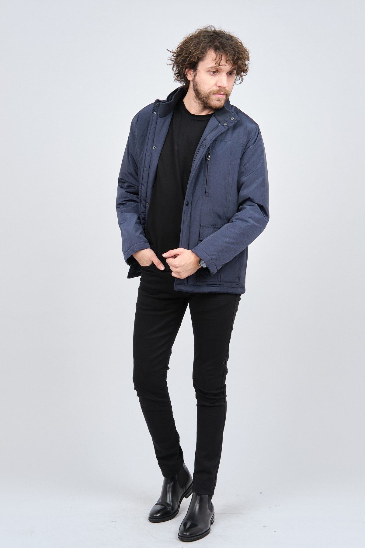  کاپشن اسپرت مردانه کمر قابل تنظیم 0620660 ایندیگو