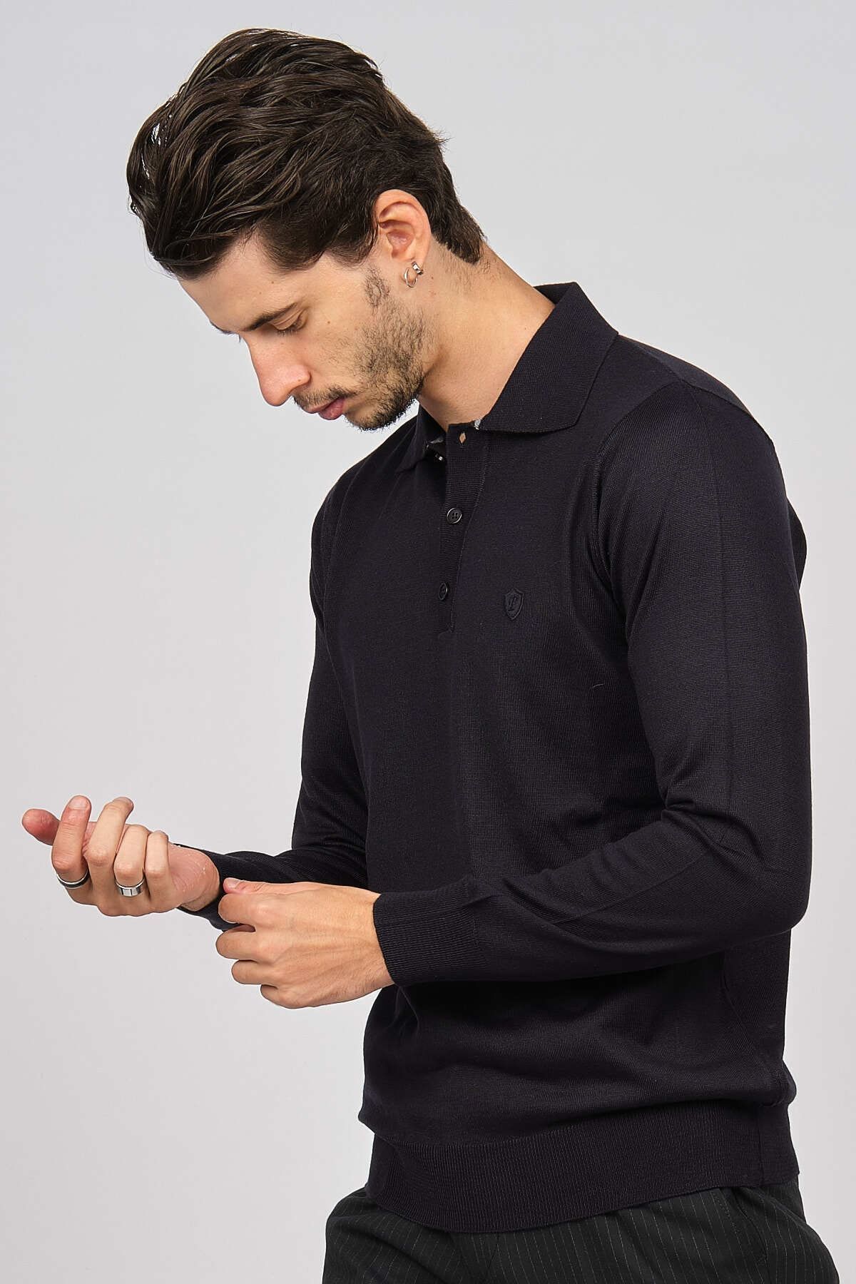 بافت و پلیور مردانه آبی سرمه ای PAVE | 8.04532E+12 اورجینال - تصویر 3