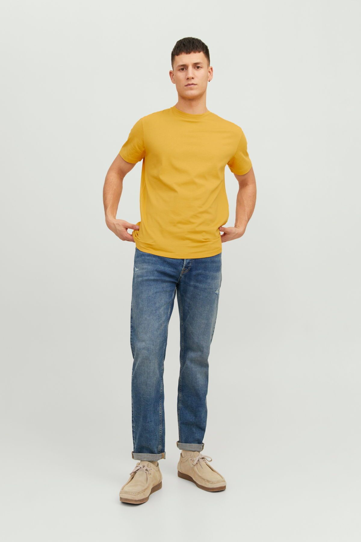 تی شرت طلایی مردانه Jack & Jones یقه خدمه پایه-ارگانیک Jack & Jones