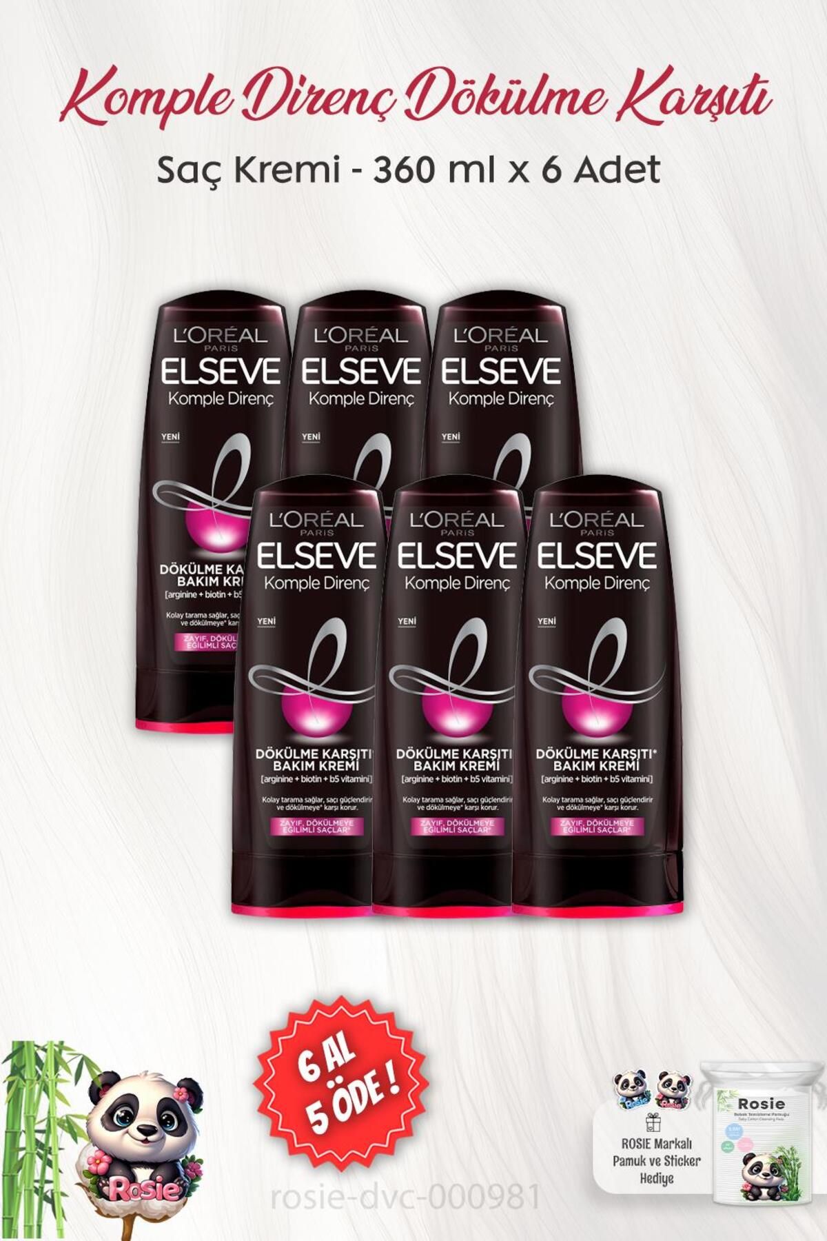 BUY 6 PAY 5 Complete Resistance Anti-Hair Care Cream 360 ml و ROSIE Elseve