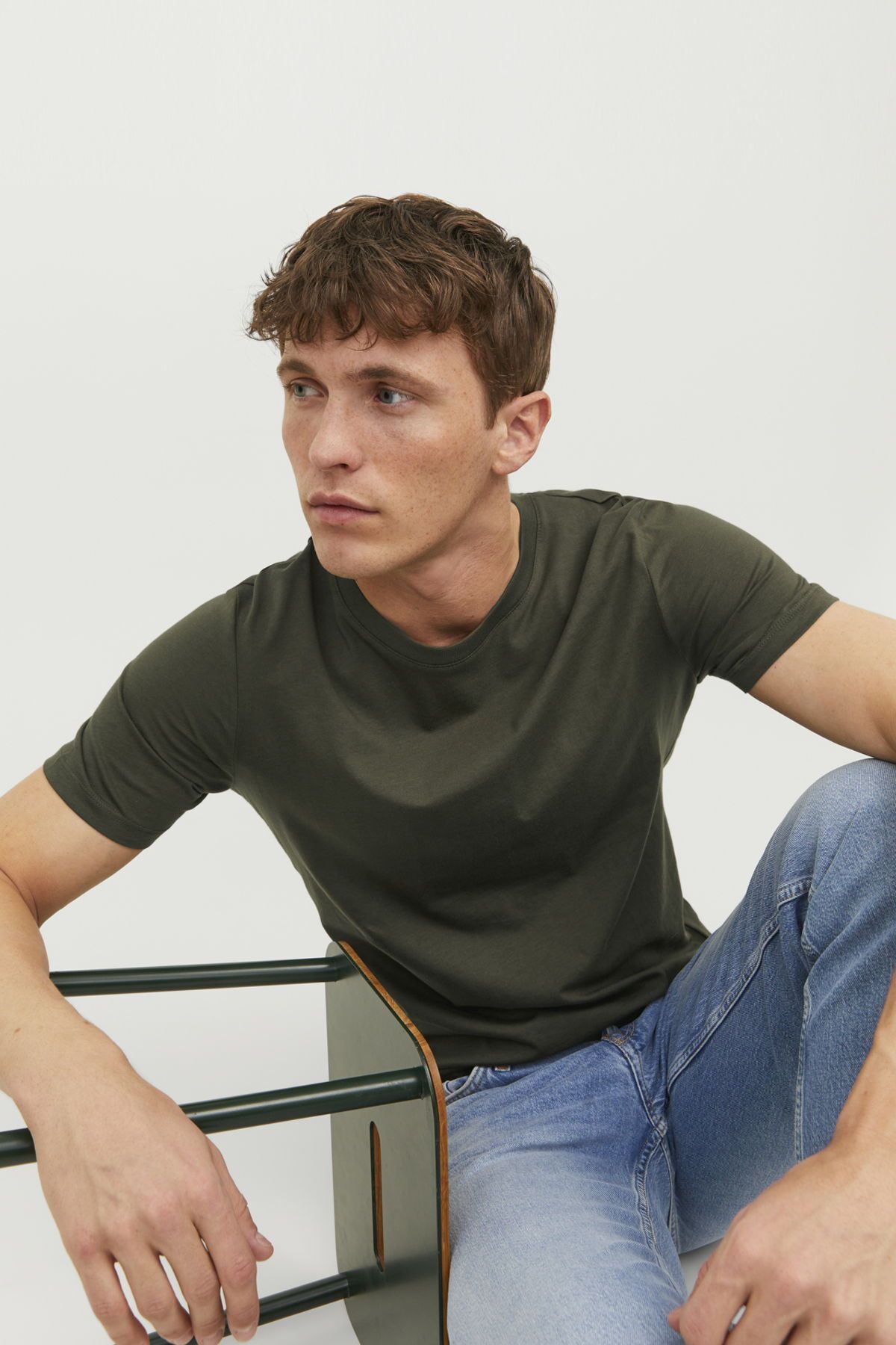 تی شرت سبز مردانه Jack & Jones آستین کوتاه Basic Ss O Green Jack & Jones