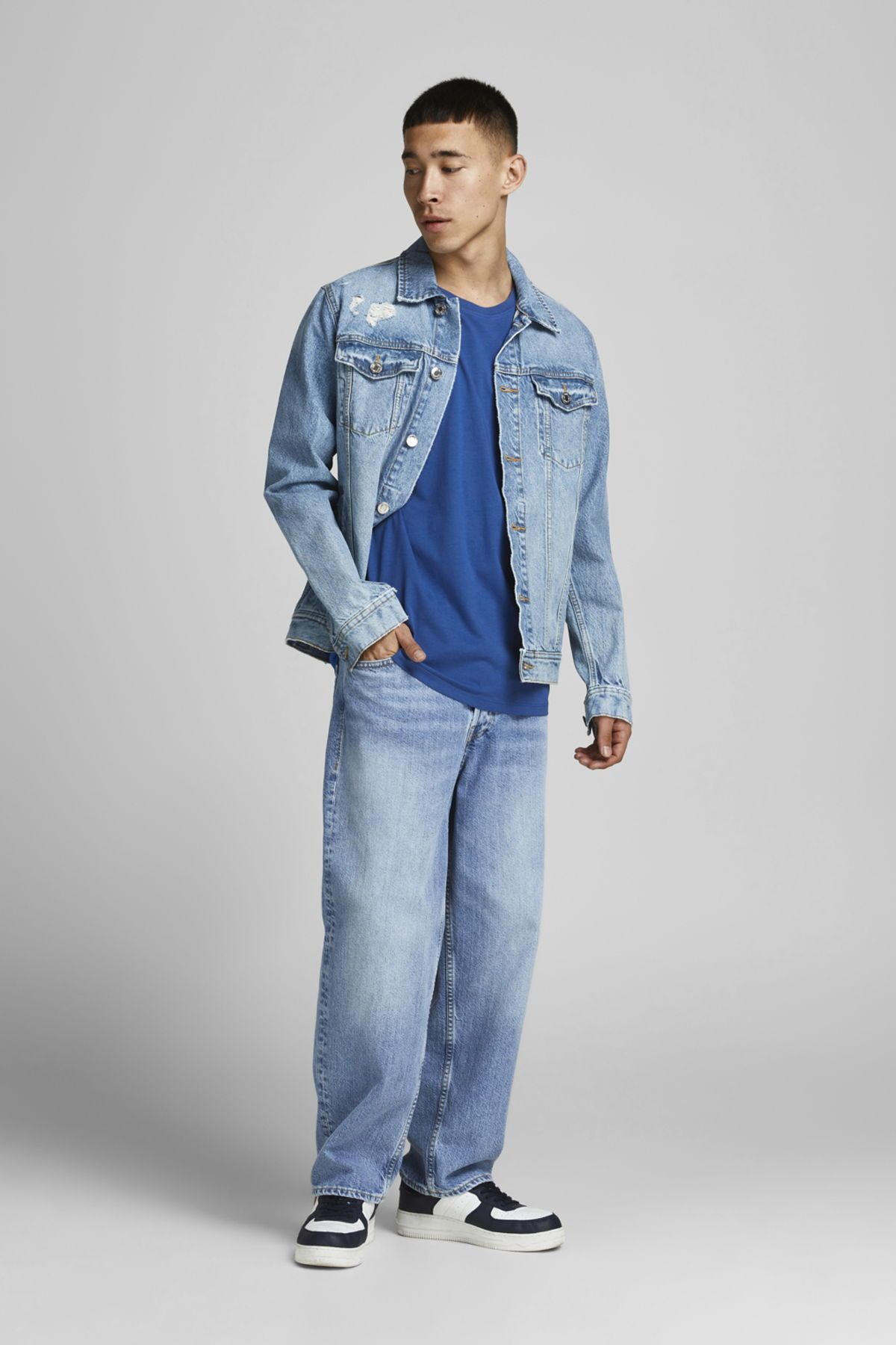 تی شرت آبی مردانه Jack & Jones یقه O Noos Basic Tee Ss Jack & Jones