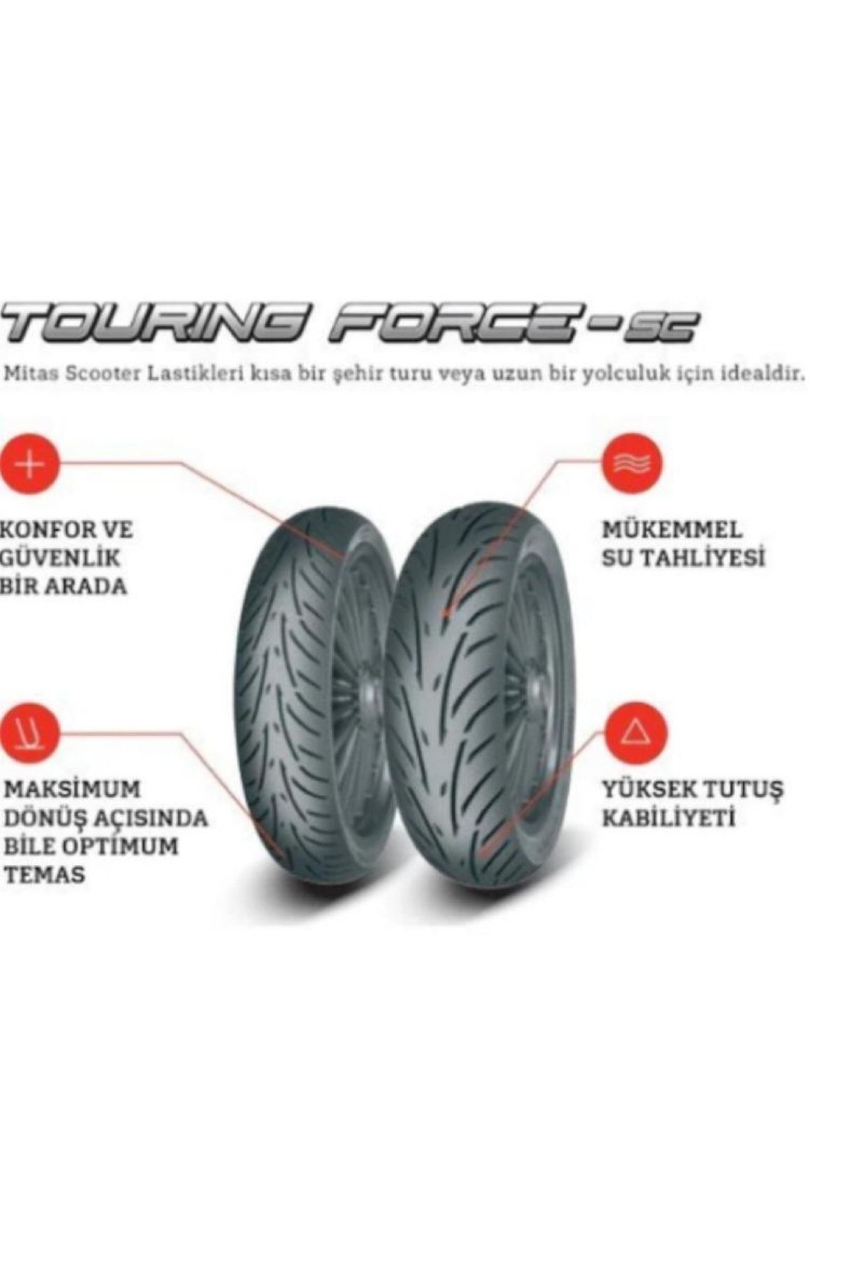 Neumático Para Scooter Mitas 120/70-14 TOURING FORCE SC 55P TL Delantero/trasero