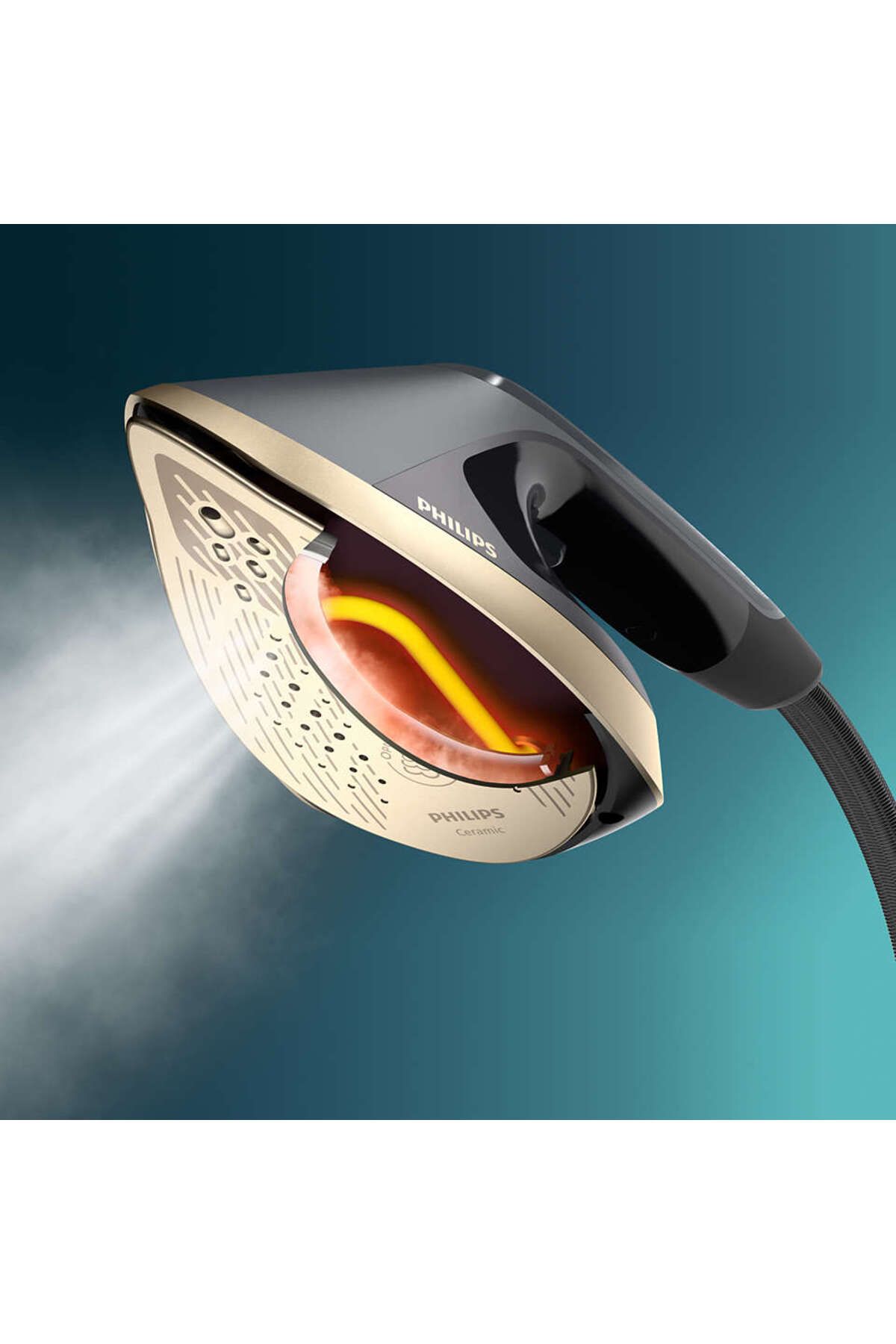 Philips-مكواة بخار للملابس، 2200 وات، رمادي داكن/ذهبي AIS8540/80 6