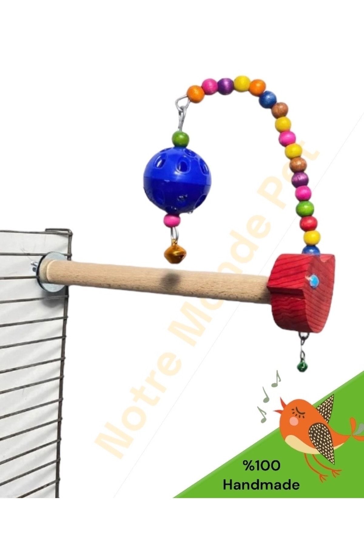 NOTREMONDEPET Sultan Papağanı Forpus Muhabbet Kuşu Tünekli Zilli Stres Oyuncaği