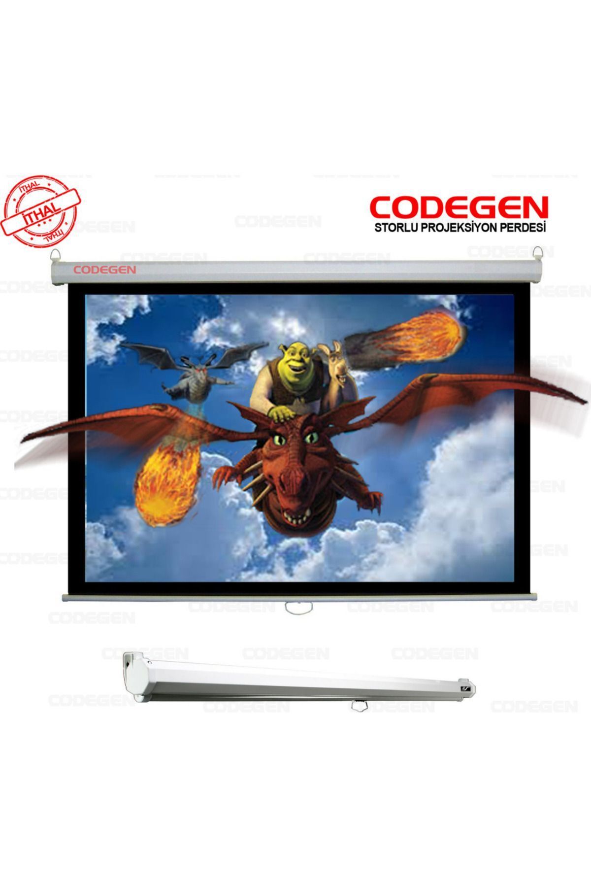 teknotrust Bej AX-18 STORLU PROJEKSİYON PERDESİ 180x180 (Arkası Siyah Fonlu - Duvar/Tavan Asılabilir) 1 Yıl