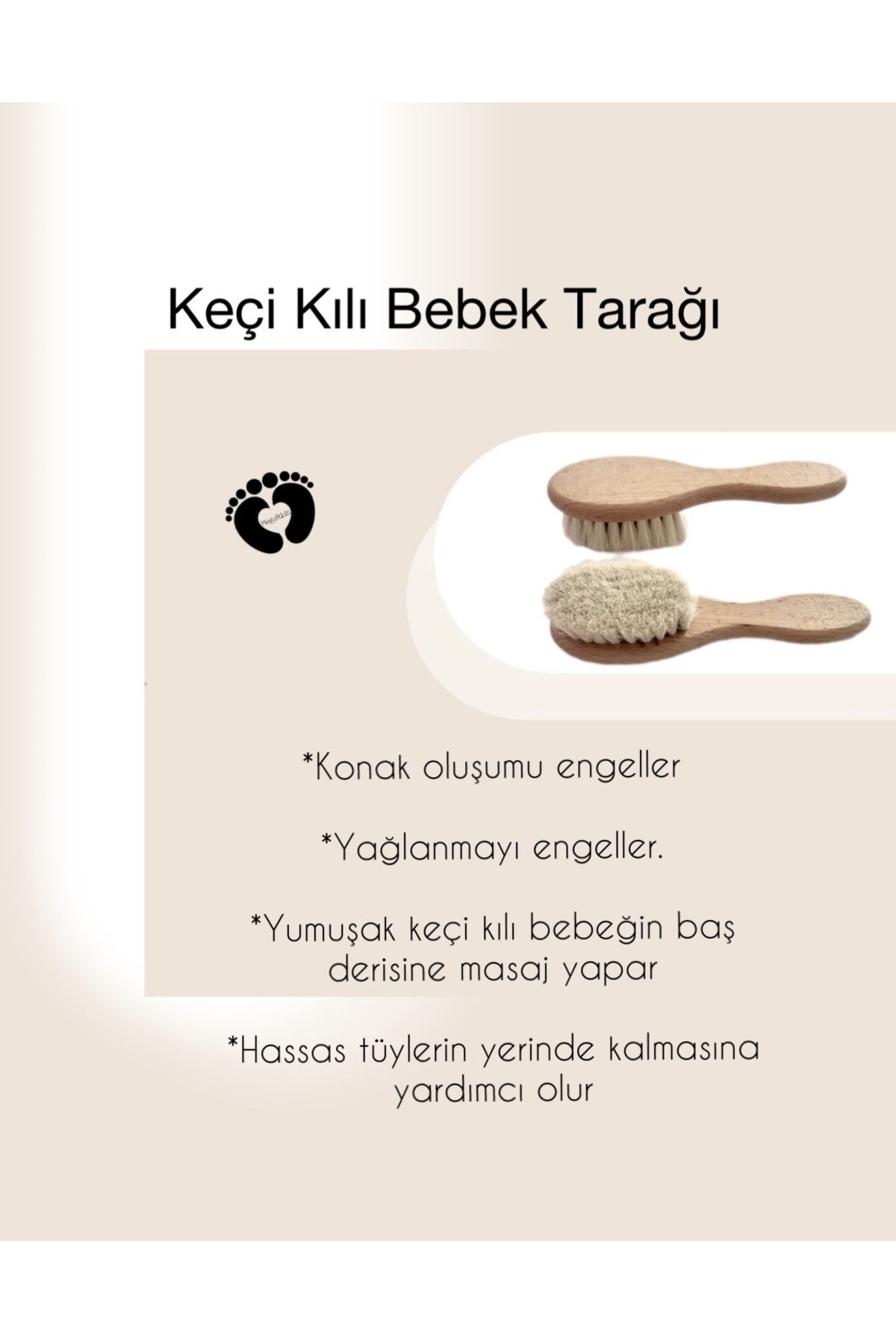 %100  Doğal Ahşap Bebek Saç Fırçası
